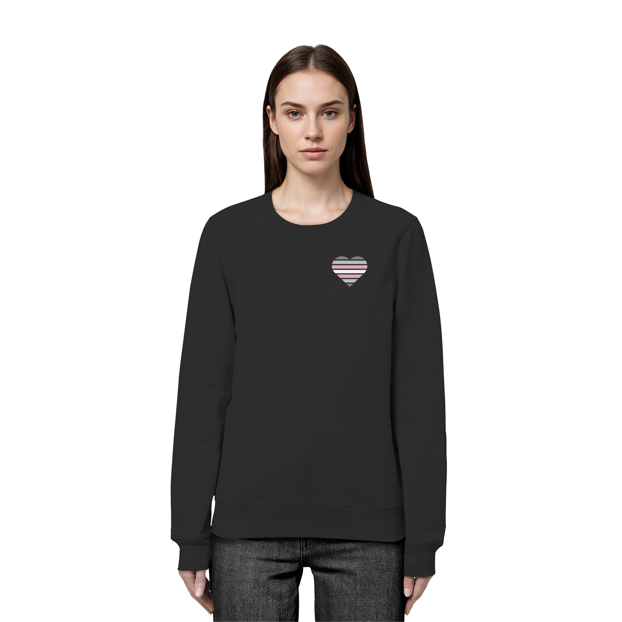 Organic Basic Sweatshirt - Demigirl Flag Herz Print