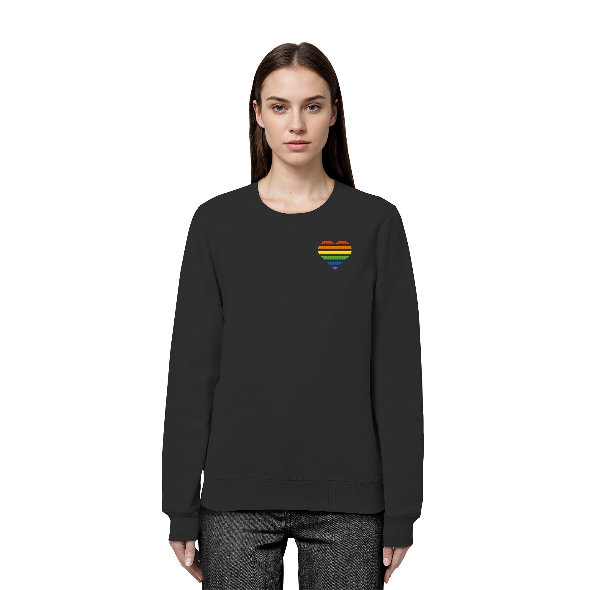 Organic Basic Sweatshirt - Pride Flag Herz Stick