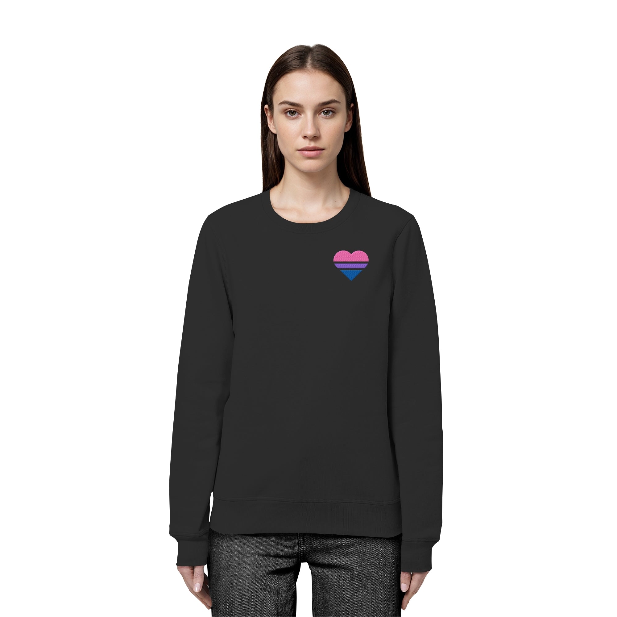 Organic Basic Sweatshirt - Bisexual Flag Herz Stick