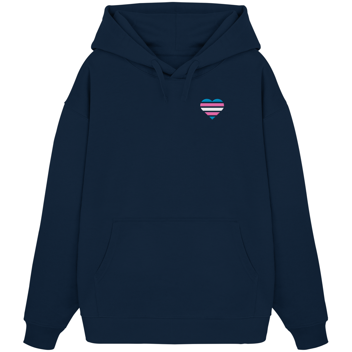 Organic Oversize Hoodie mit Herz Stick - Trans