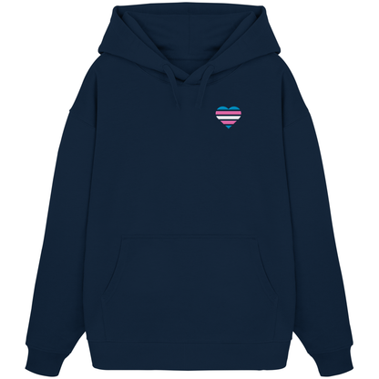Organic Oversize Hoodie mit Herz Stick - Trans