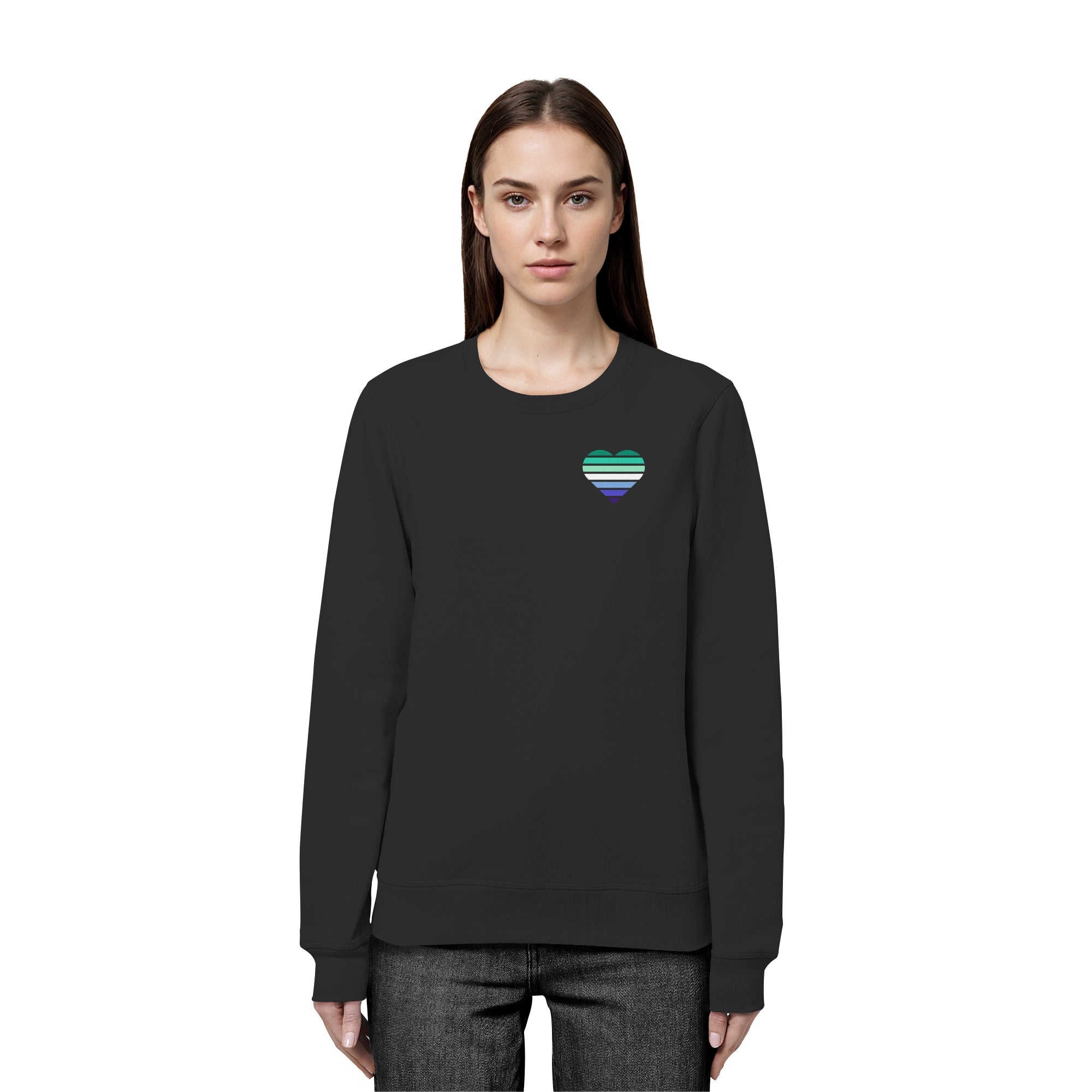 Organic Basic Sweatshirt - Gay Flag Herz Print