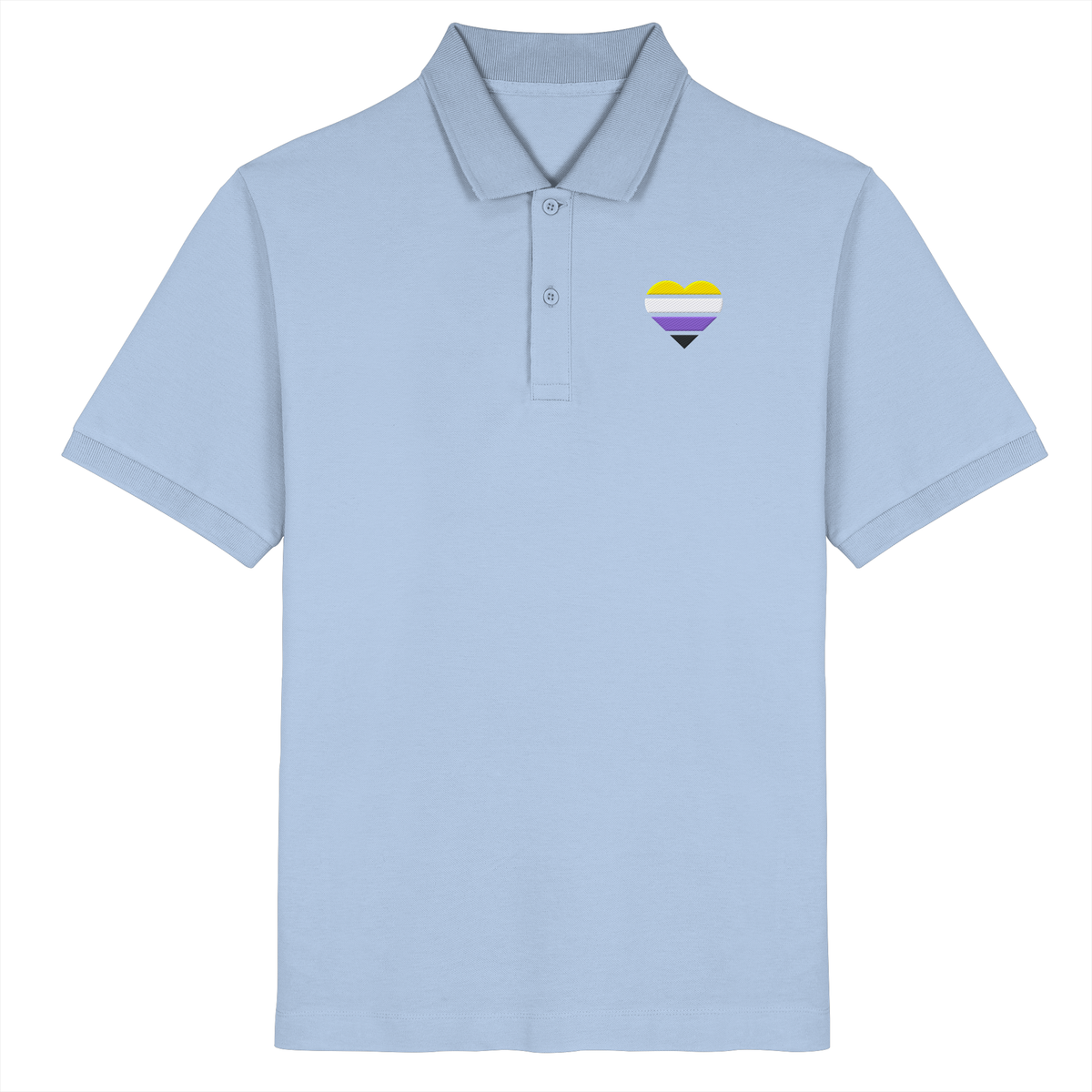 Organic Poloshirt mit Herz Stick - Nonbinary