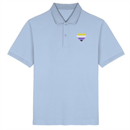 Organic Poloshirt mit Herz Stick - Nonbinary