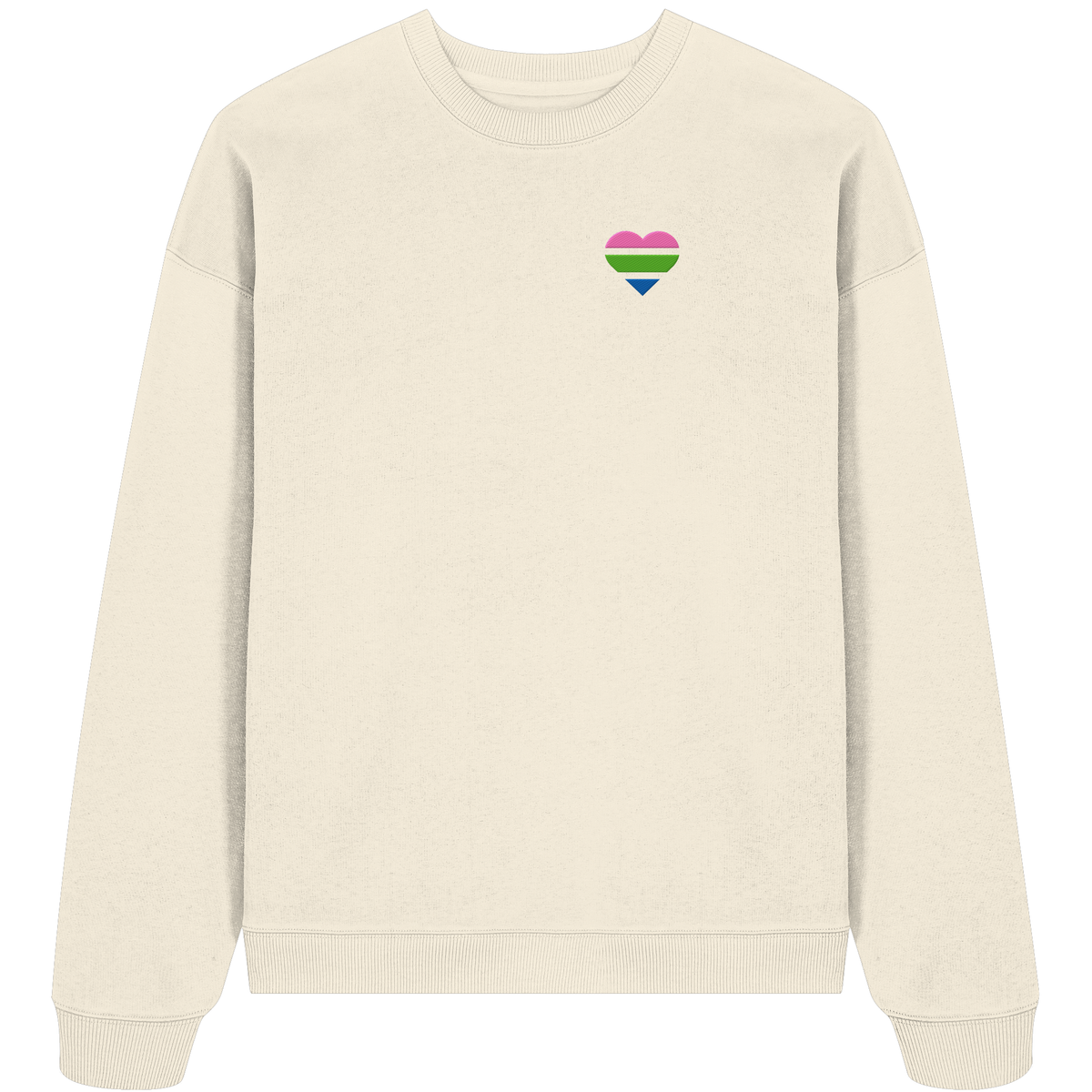 Organic Oversize Sweatshirt mit Herz Stick - Polysexual