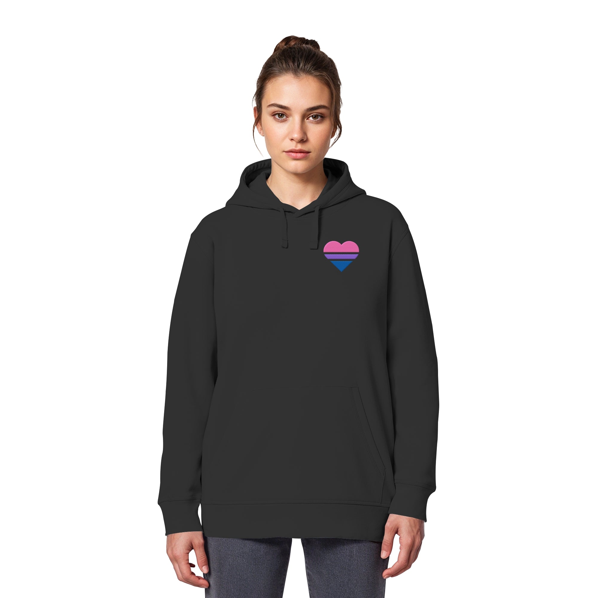 Organic Basic Hoodie - Bisexual Flag Herz Stick