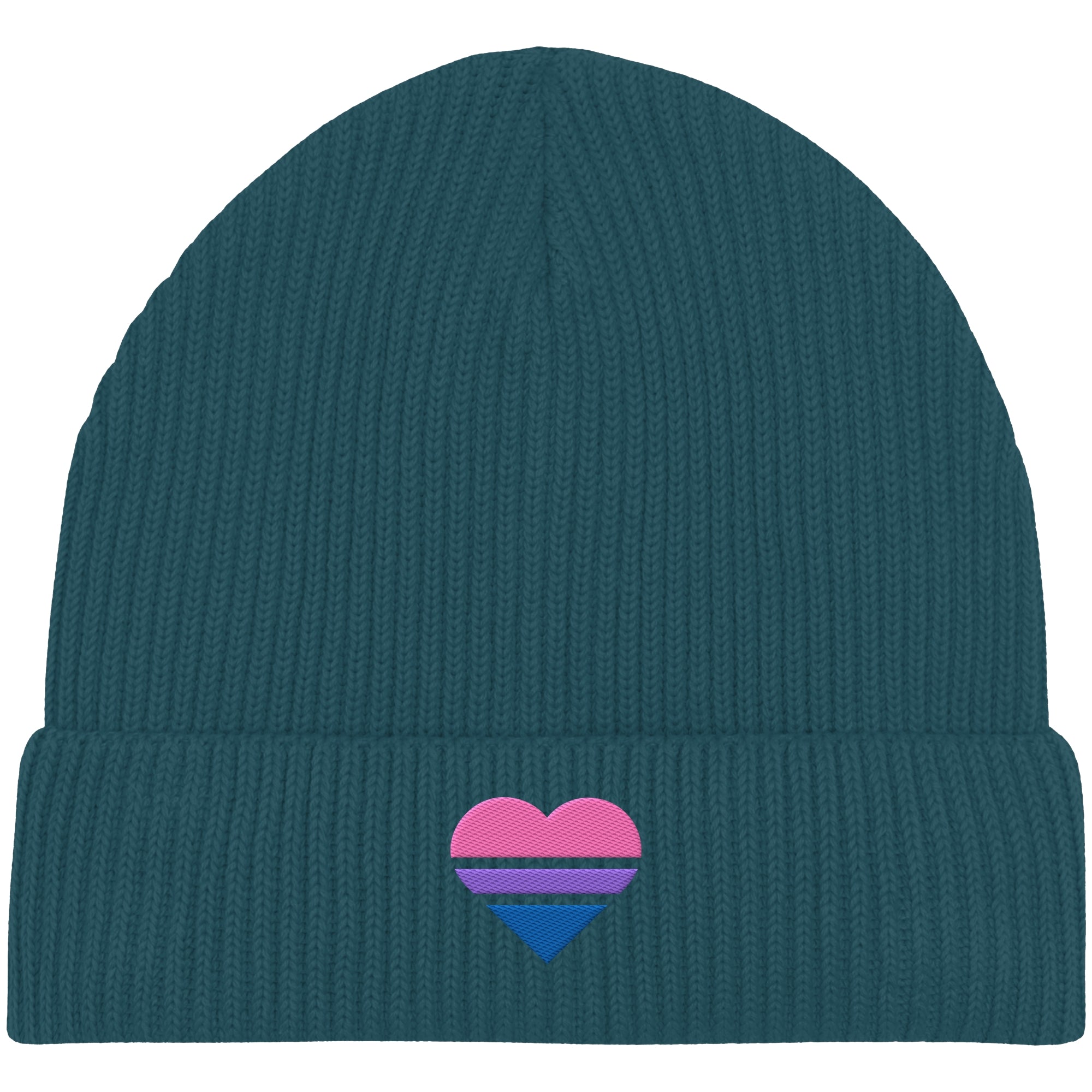 Organic Fisherman Beanie - Bisexual Flag Herz Stick