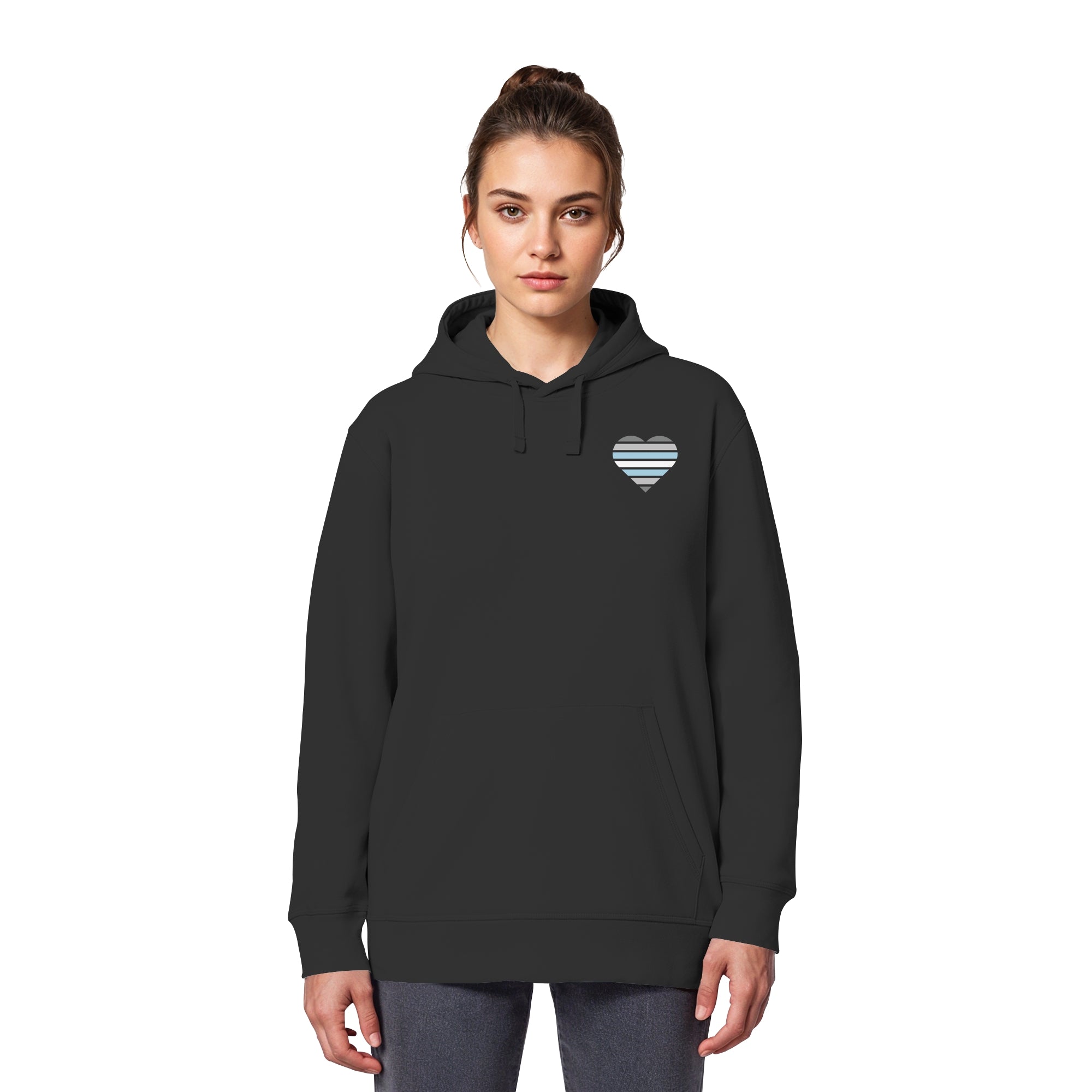 Organic Basic Hoodie - Demiboy Flag Herz Print