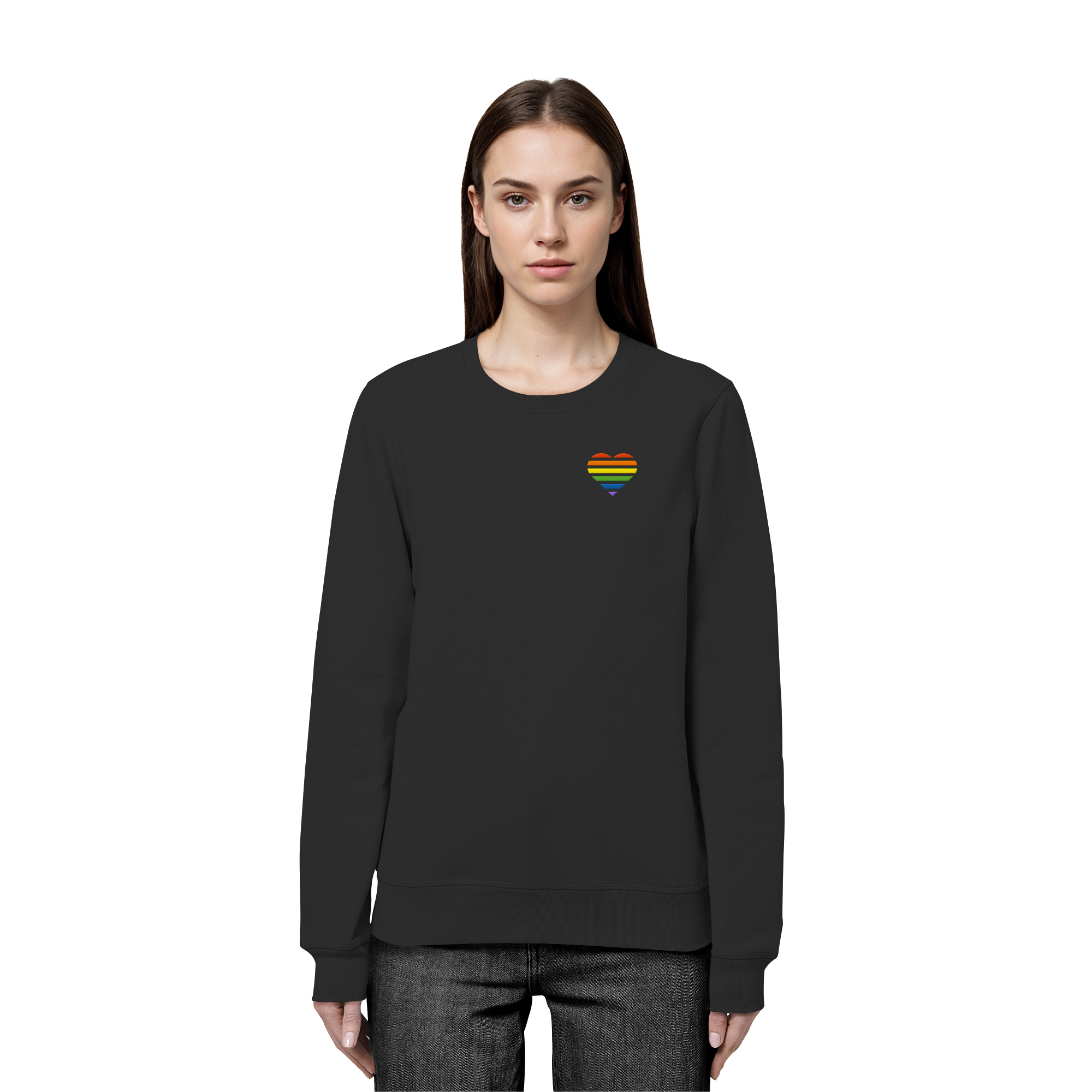 Organic Basic Sweatshirt - Pride Flag Herz