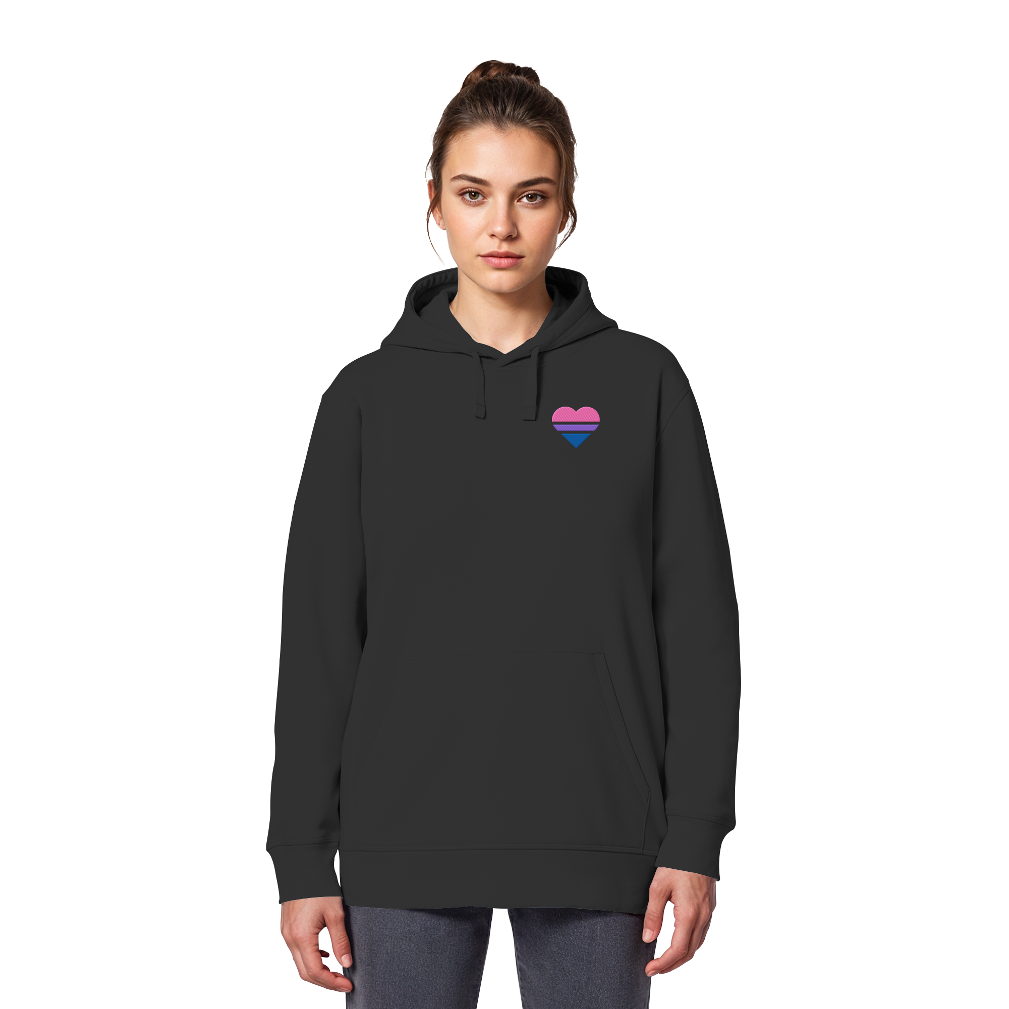 Organic Basic Hoodie - Bisexual Flag Herz Stick