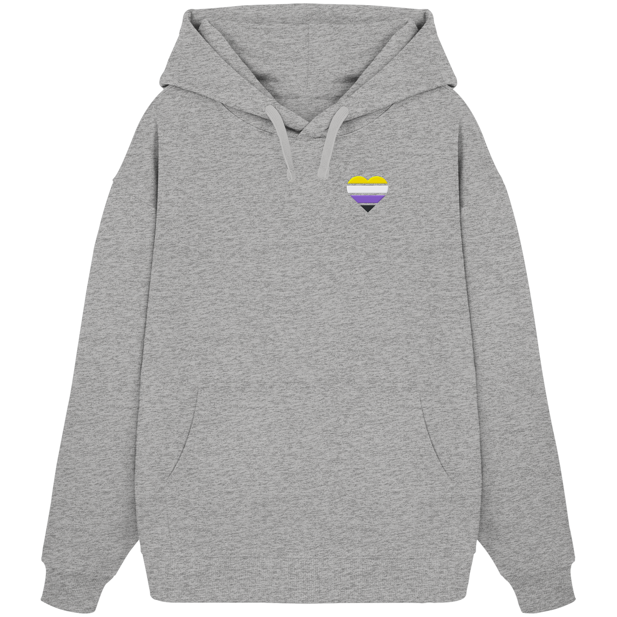 Organic Oversize Hoodie mit Herz Stick - Nonbinary
