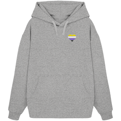 Organic Oversize Hoodie mit Herz Stick - Nonbinary