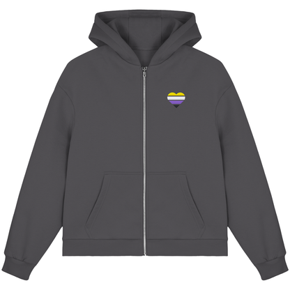 Fluffy Boxcut Zipper mit Herz Stick - Nonbinary