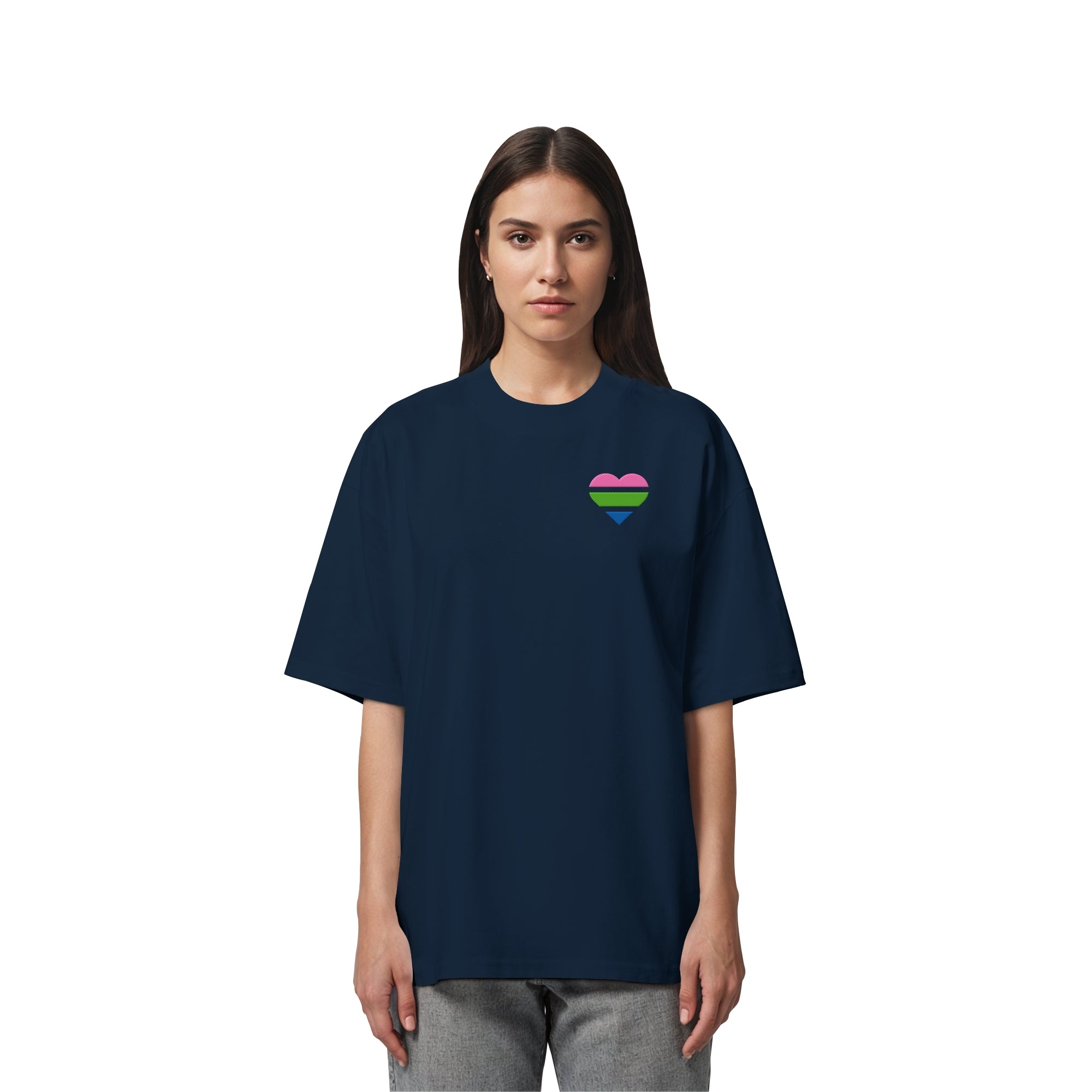 Organic Oversize Shirt - Polysexual Flag Herz Stick