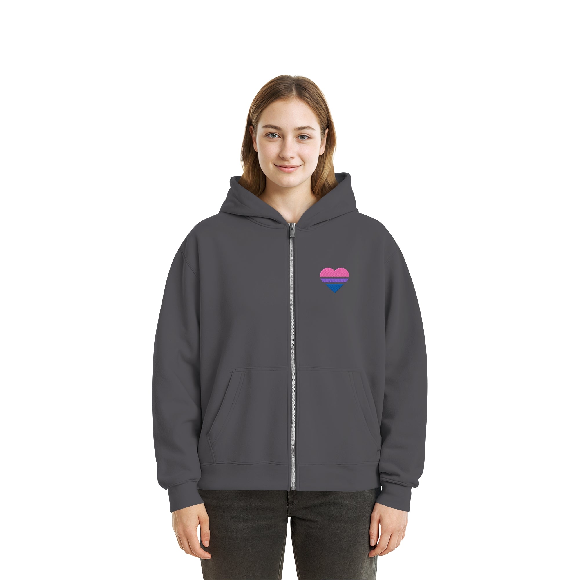 Fluffy Boxcut Zipper - Bisexual Flag Herz Stick