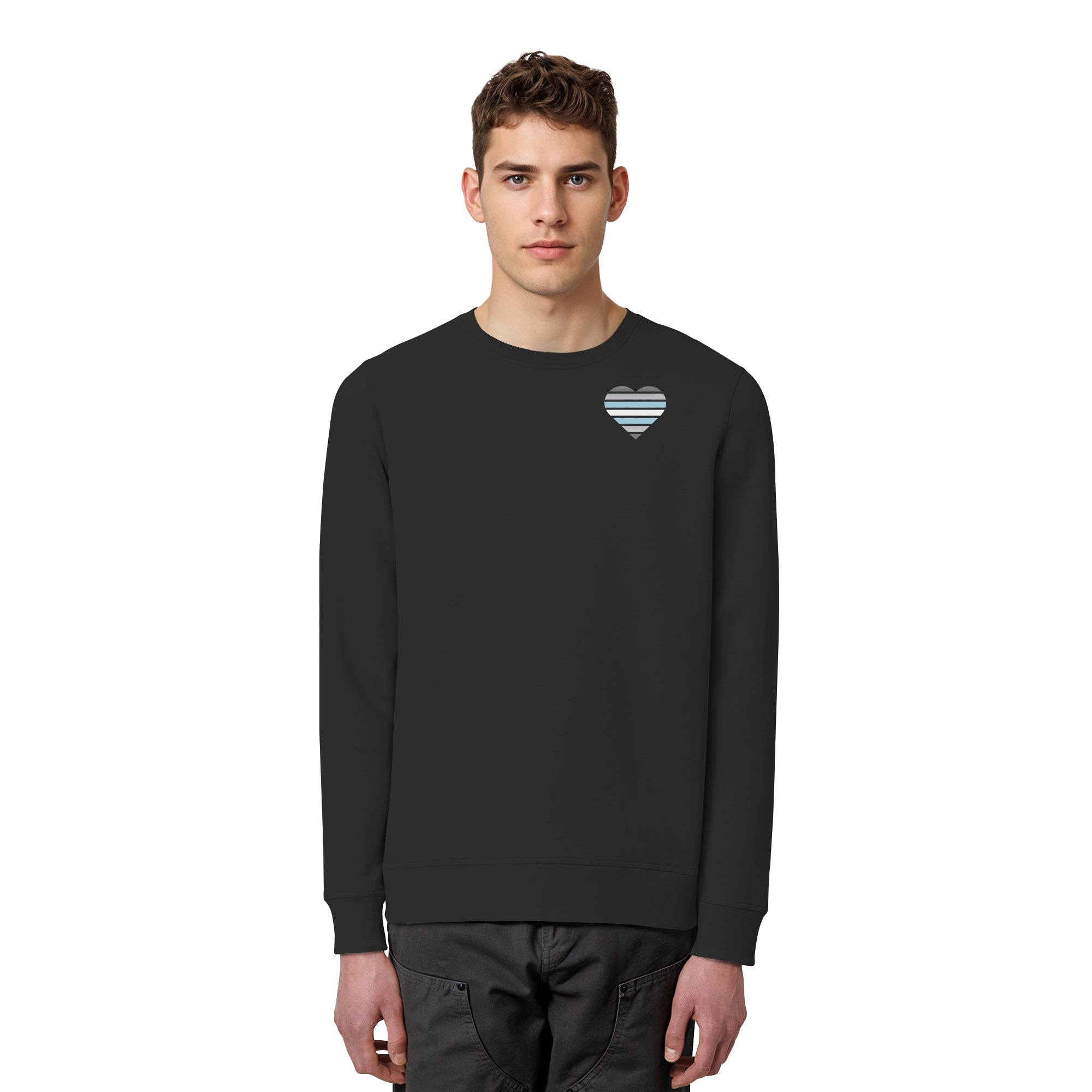 Organic Basic Sweatshirt - Demiboy Flag Herz Print