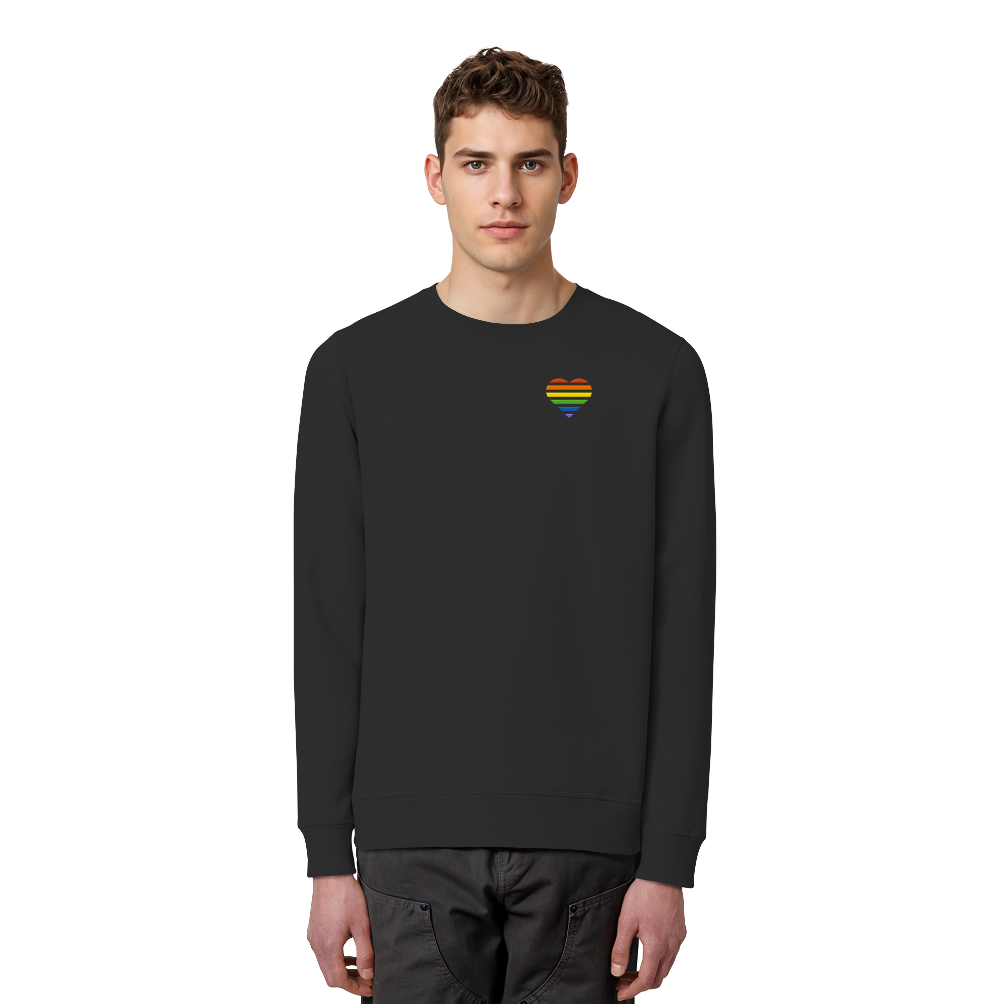 Organic Basic Sweatshirt - Pride Flag Herz