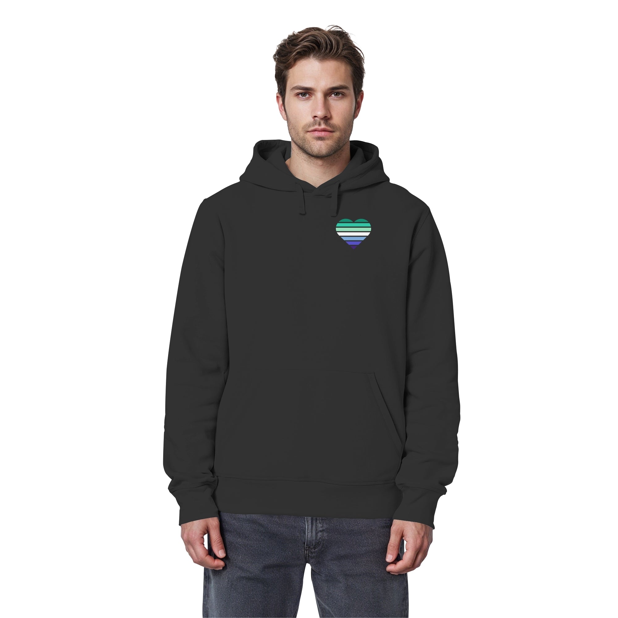 Organic Basic Hoodie - Gay Flag Herz Print