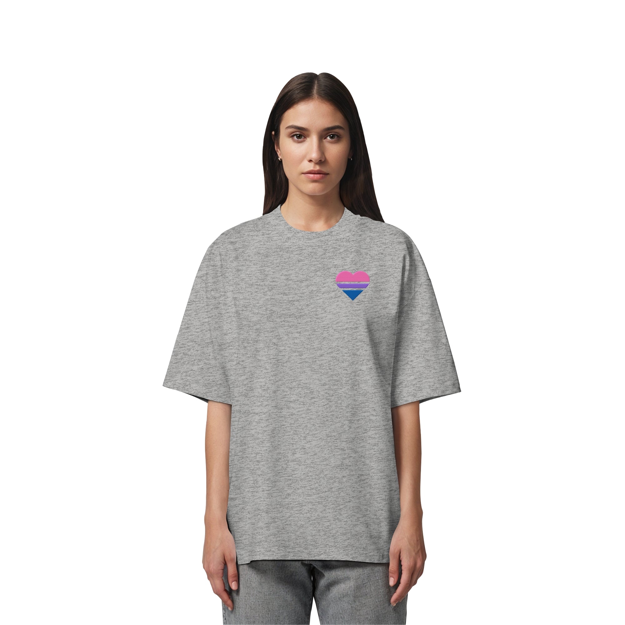 Organic Oversize Shirt - Bisexual Flag Herz Stick