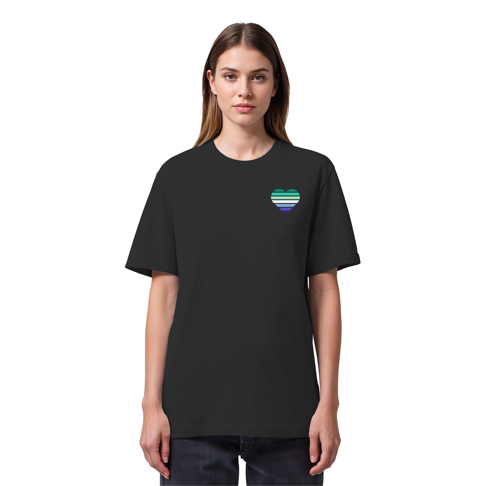 Organic Heavy Shirt - Gay Flag Herz Print