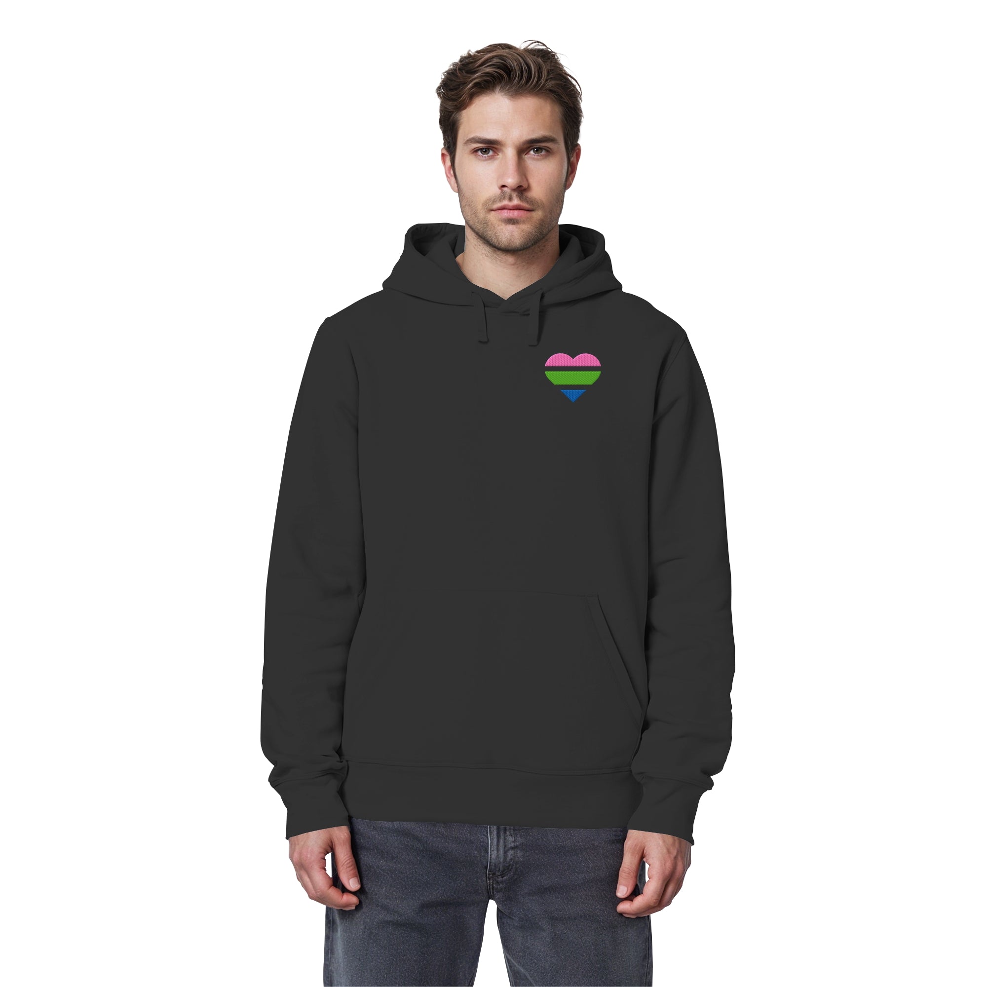 Organic Basic Hoodie - Polysexual Flag Herz Stick