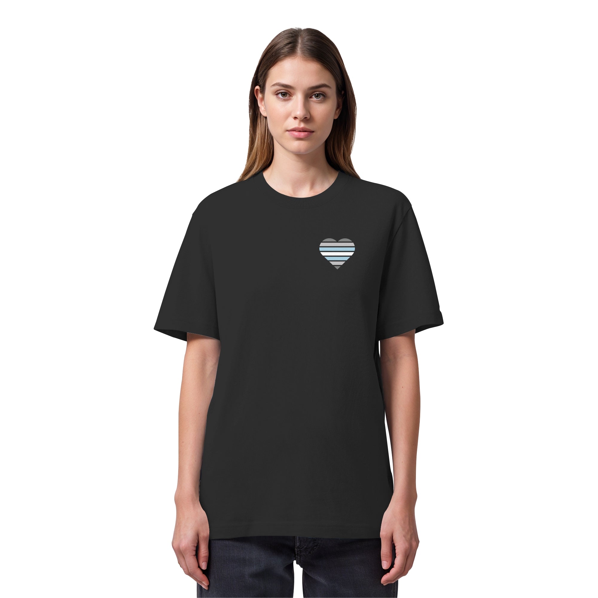 Organic Heavy Shirt - Demiboy Flag Herz Print