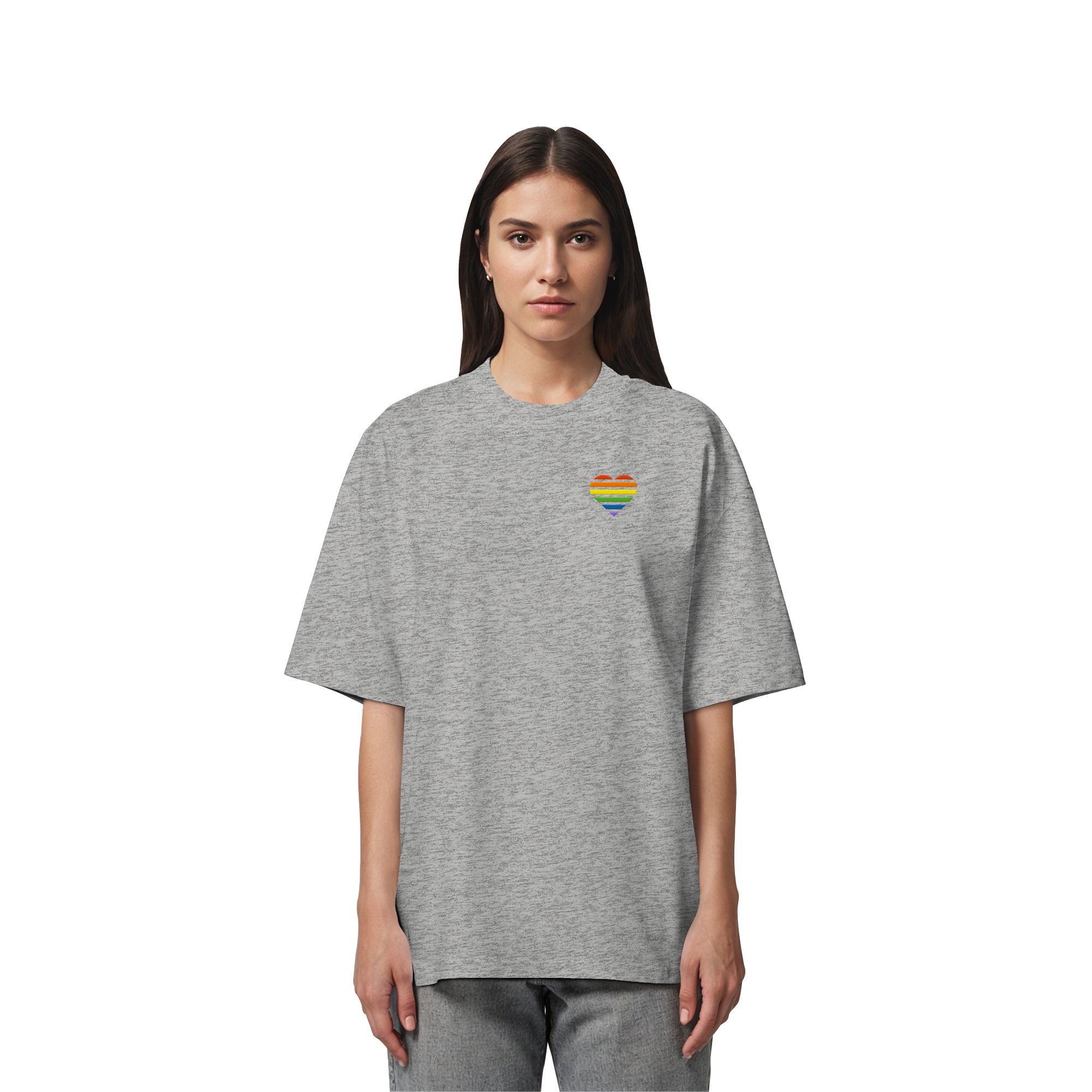 Organic Oversize Shirt - Pride Flag Herz Stick