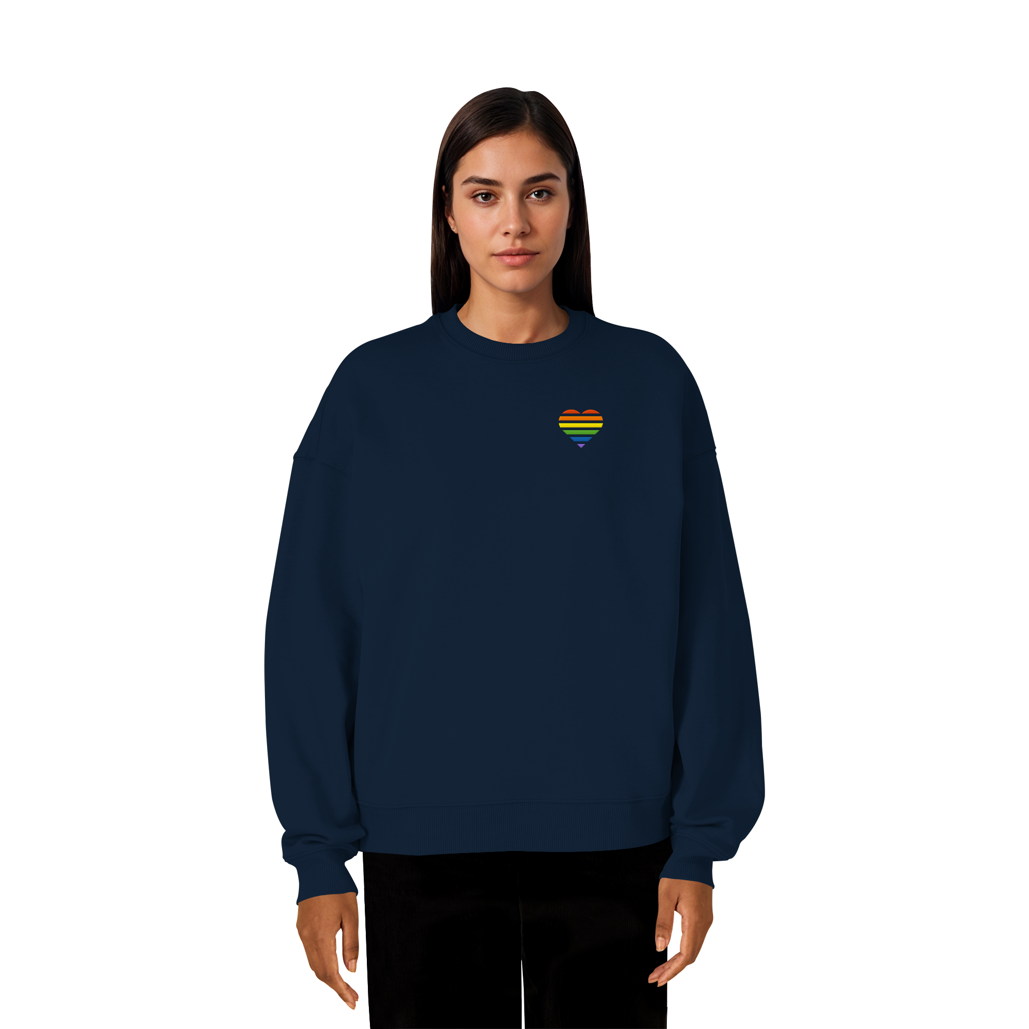 Organic Oversize Sweatshirt - Pride Flag Herz Stick
