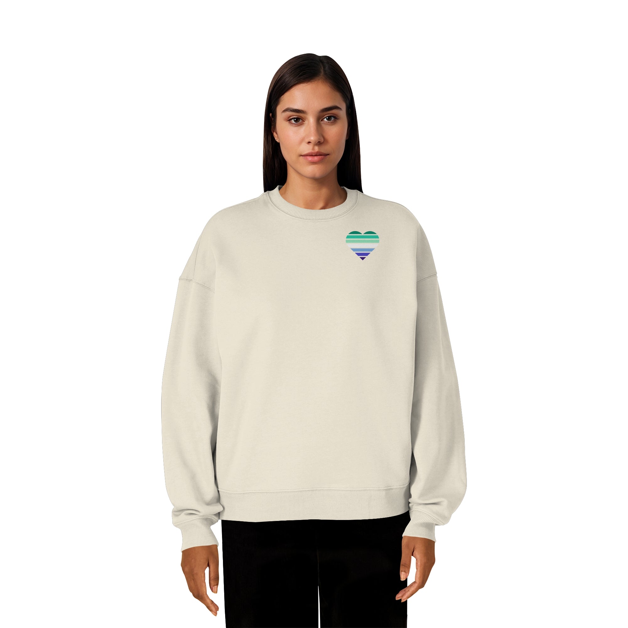 Organic Oversize Sweatshirt - Gay Flag Herz Print