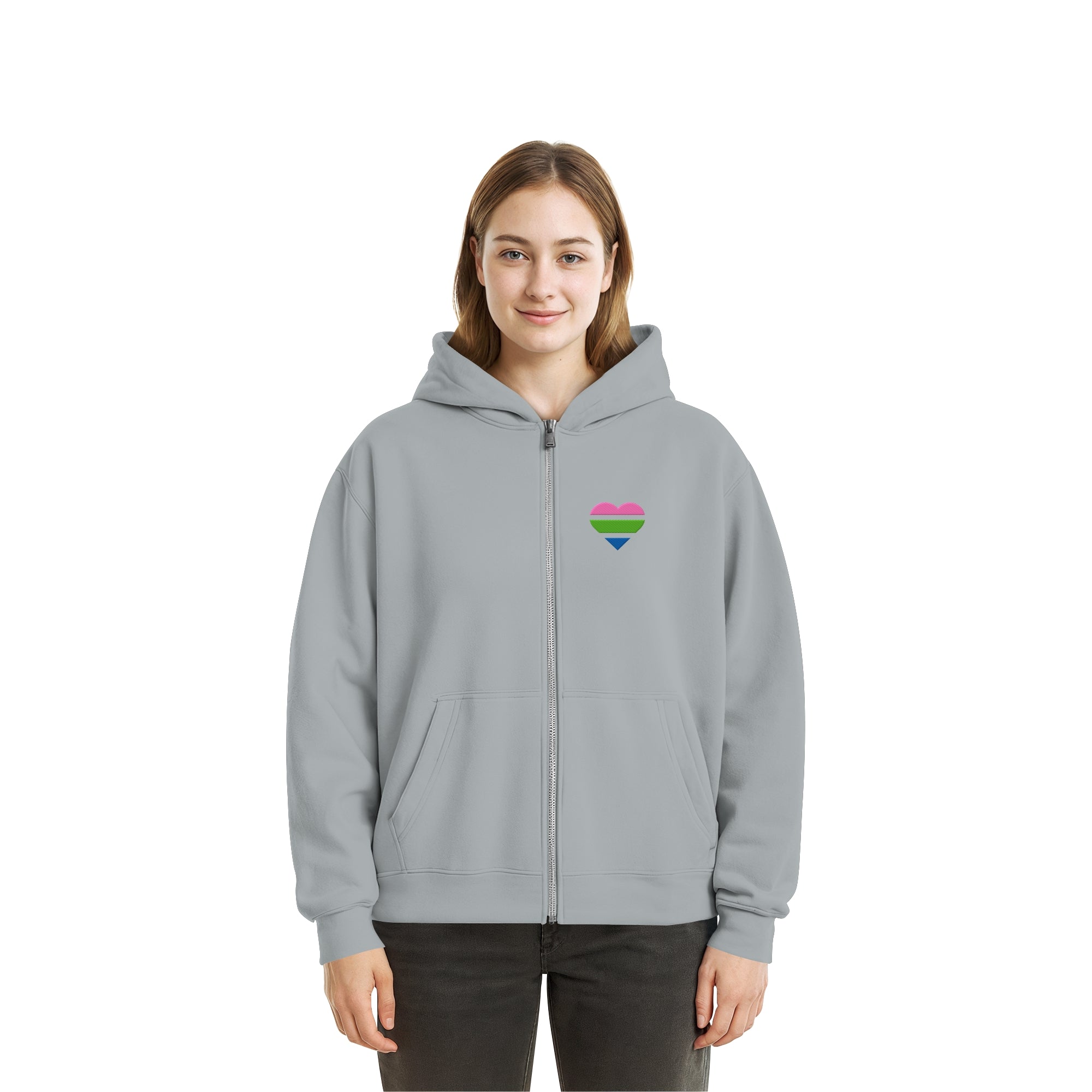 Fluffy Boxcut Zipper - Polysexual Flag Herz Stick