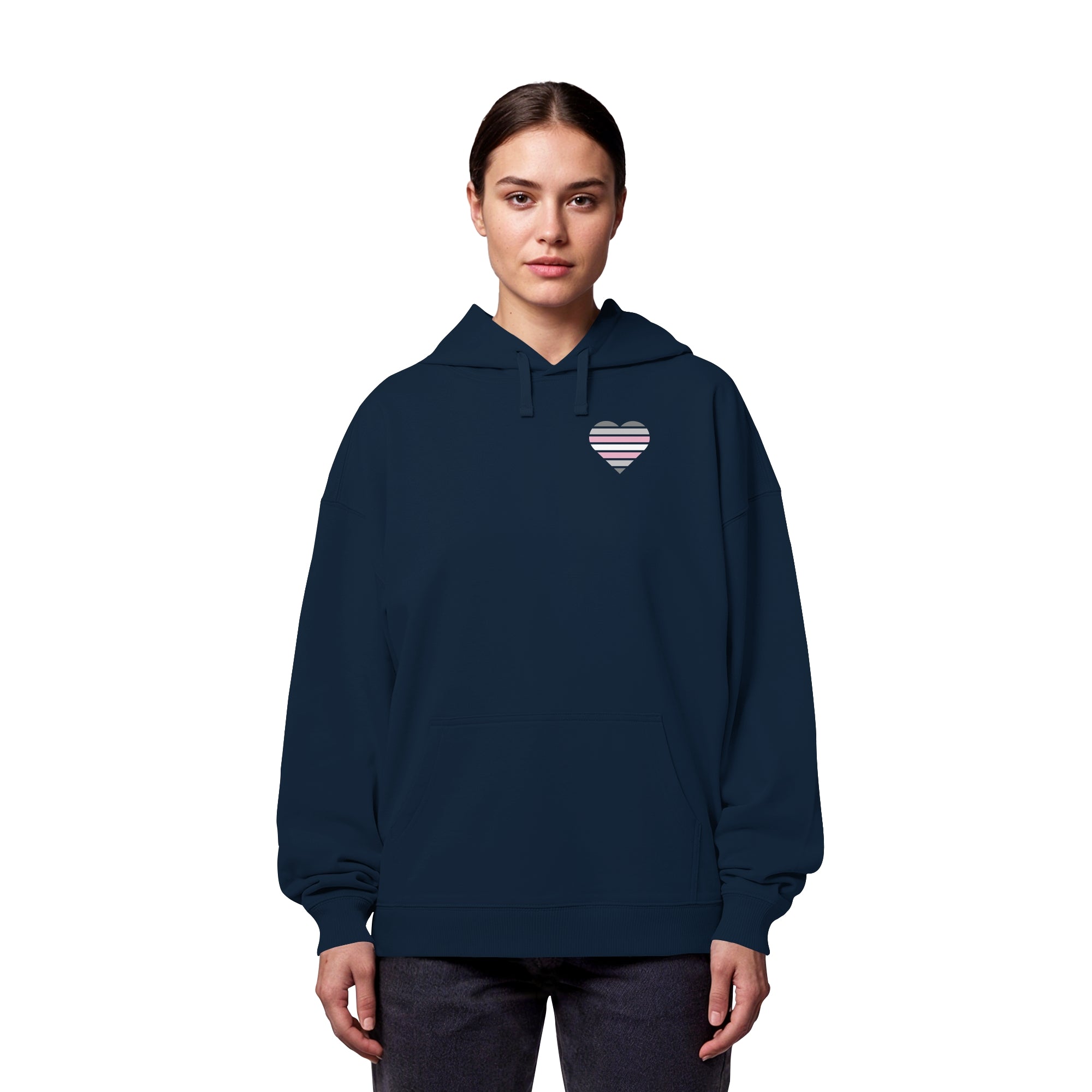 Organic Oversize Hoodie - Demigirl Flag Herz Print