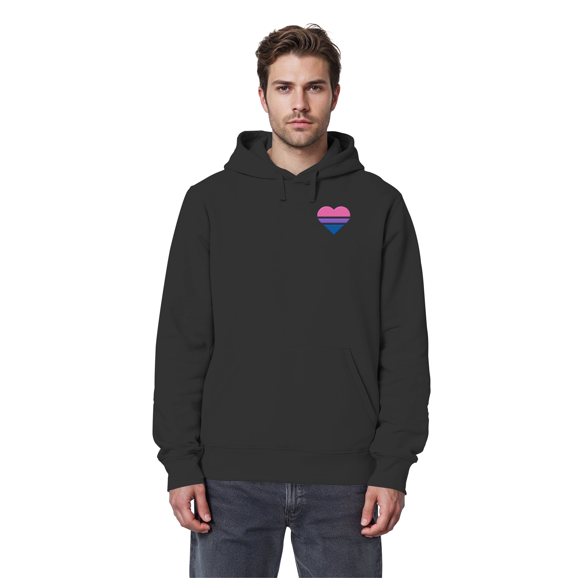 Organic Basic Hoodie - Bisexual Flag Herz Stick