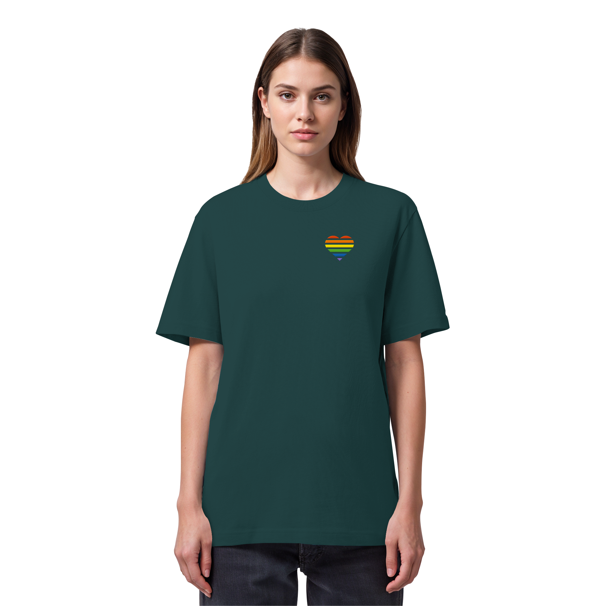 Organic Heavy Shirt - Pride Flag Herz Stick