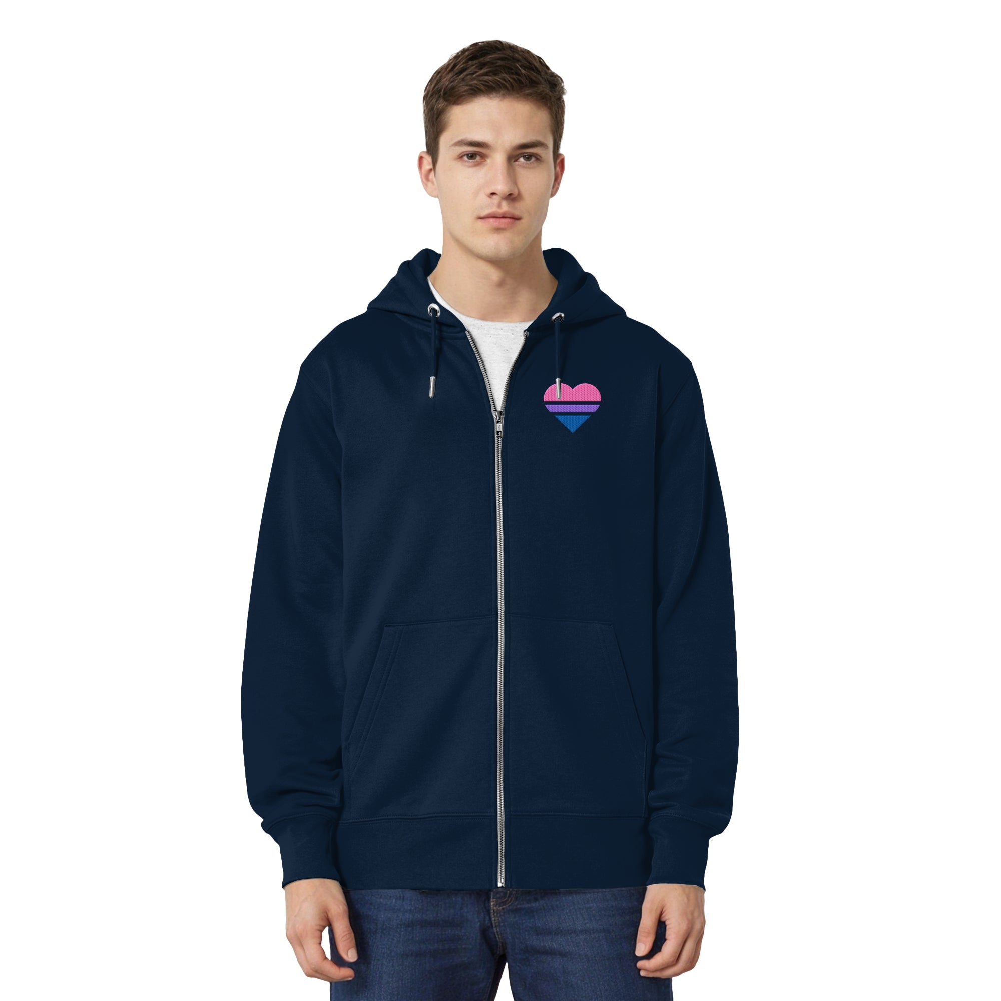 Organic Relaxed Zipper - Bisexual Flag Herz Stick