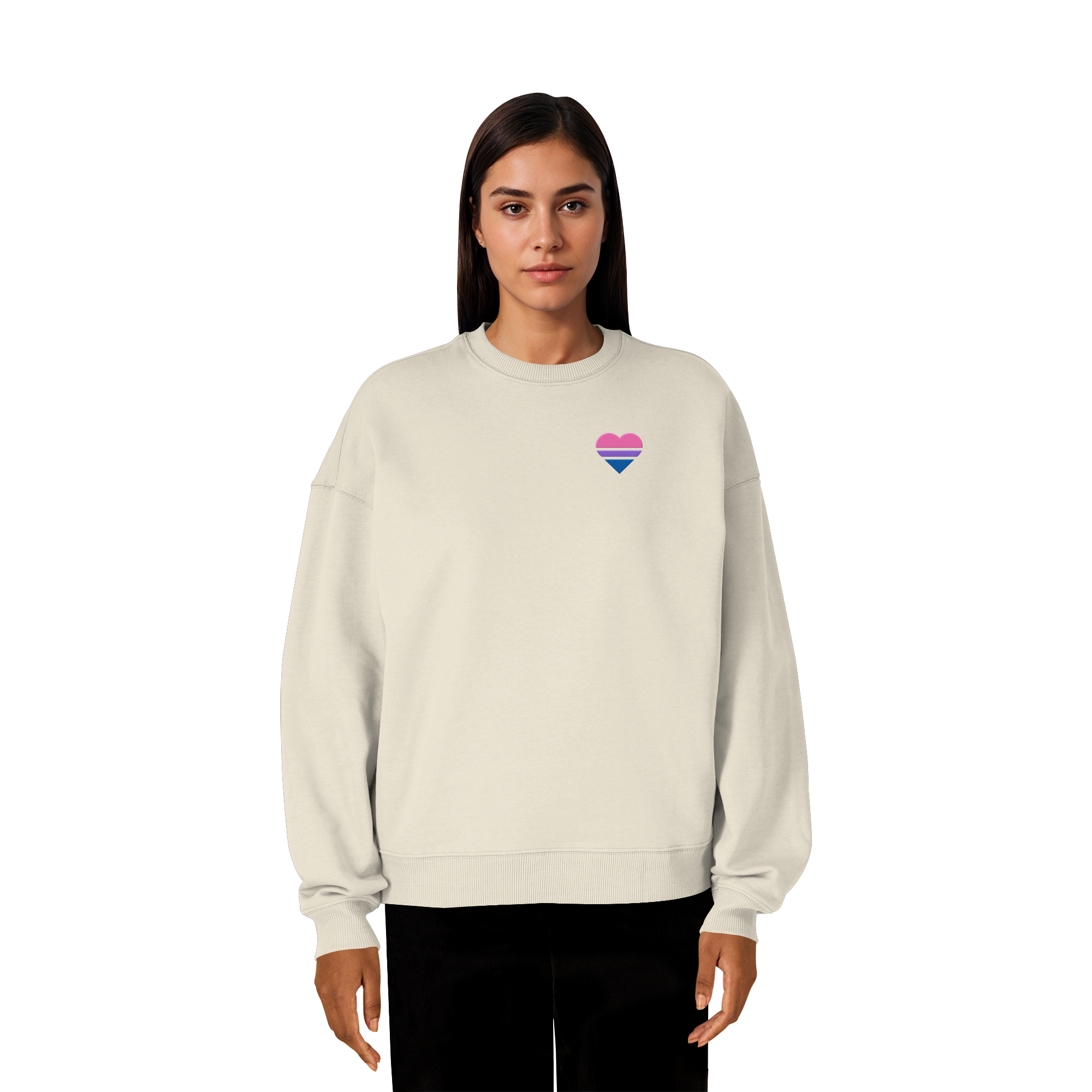 Organic Oversize Sweatshirt - Bisexual Flag Herz Stick