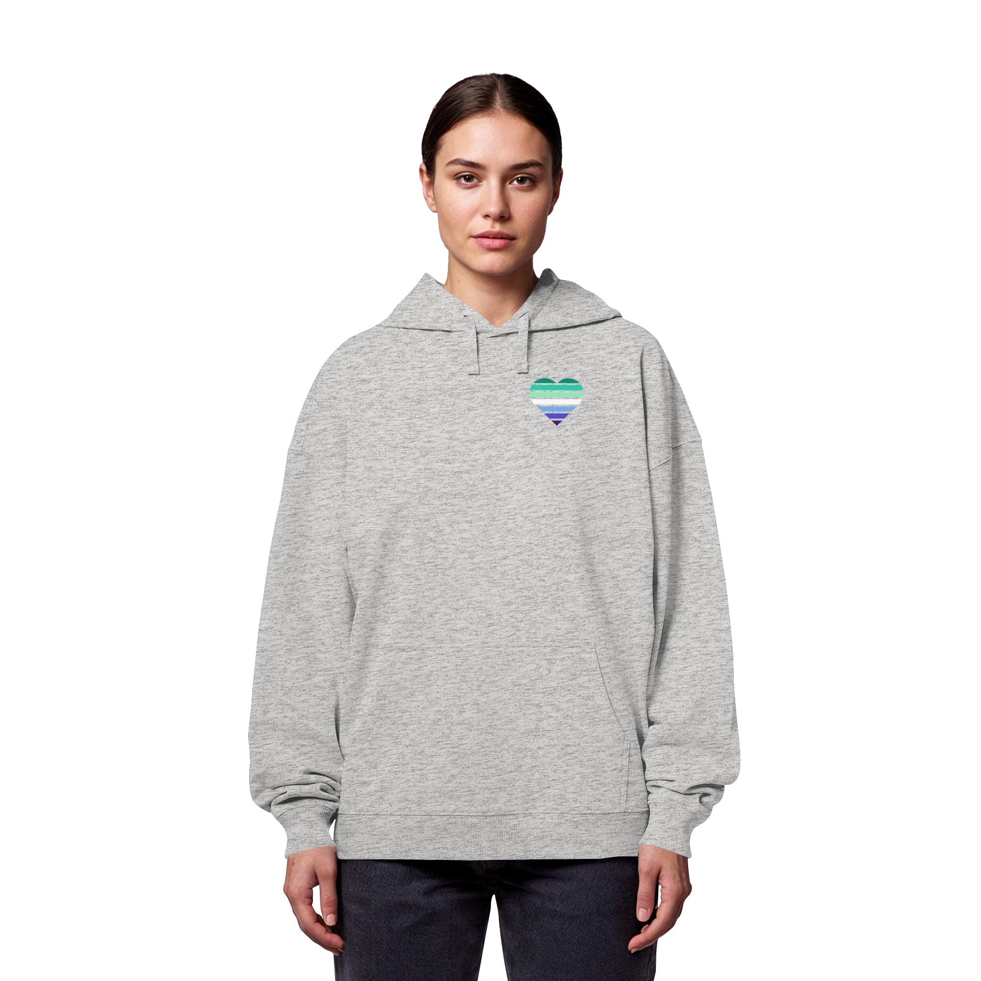 Organic Oversize Hoodie - Gay Flag Herz Print
