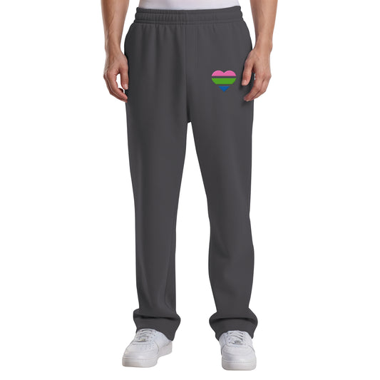 Fluffy Track Sweatpants - Polysexual Flag Herz Stick