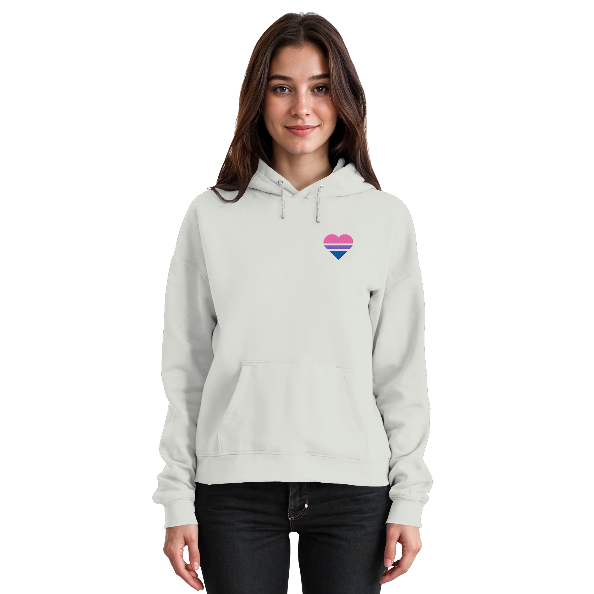 Basic Hoodie - Bisexual Flag Herz Stick