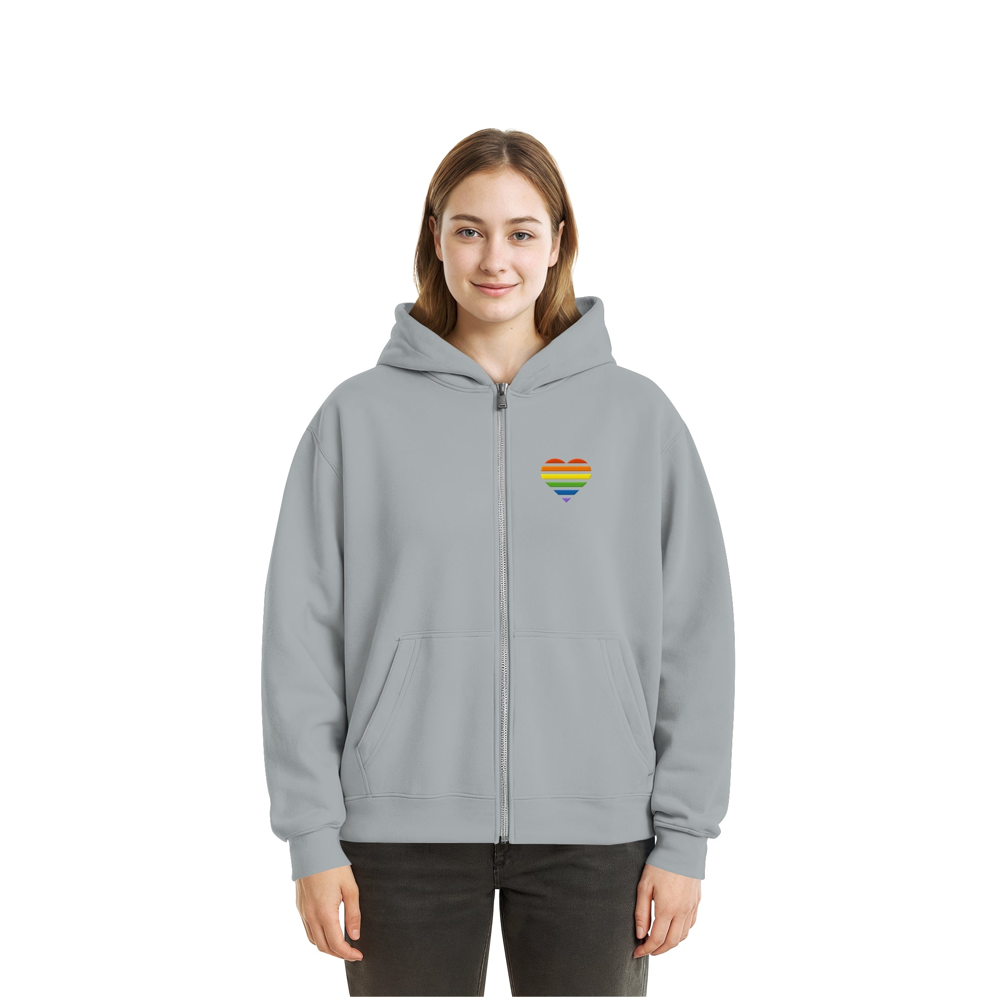 Fluffy Boxcut Zipper - Pride Flag Herz Stick