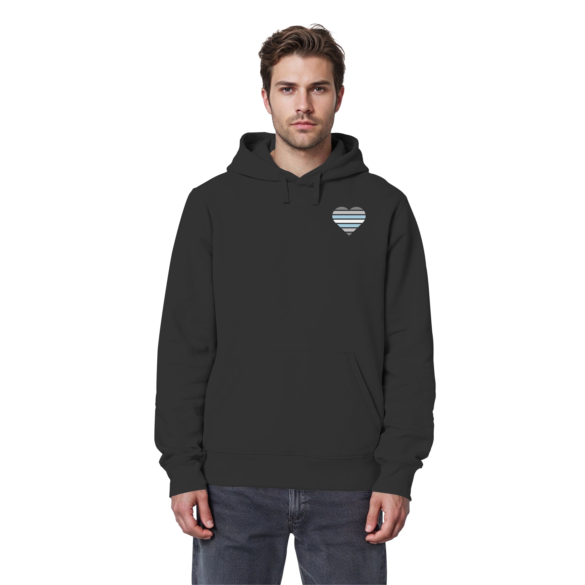 Organic Basic Hoodie - Demiboy Flag Herz Print