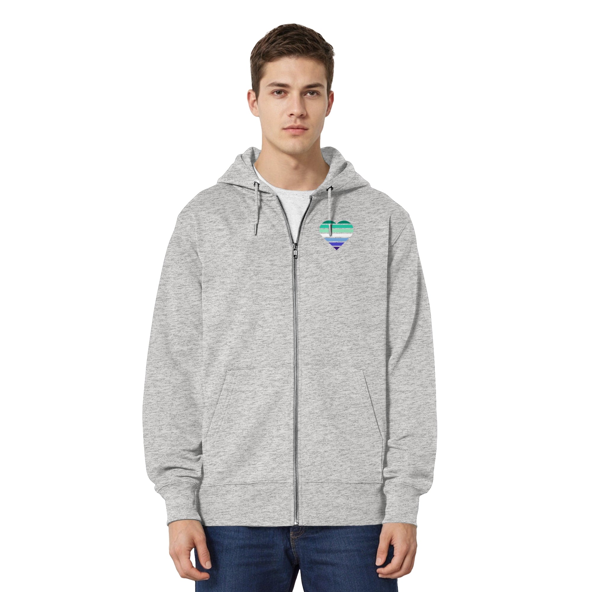 Organic Relaxed Zipper - Gay Flag Herz Print