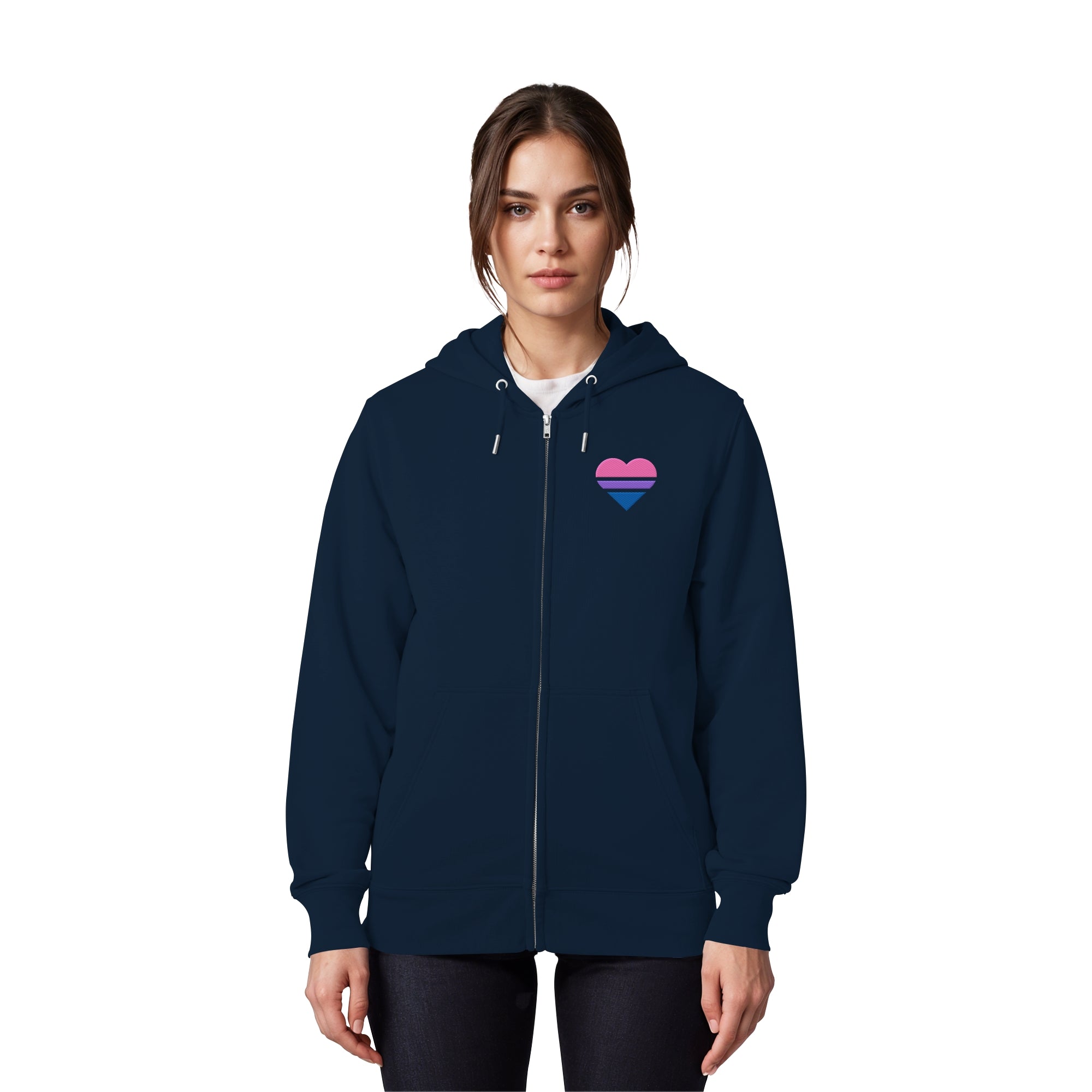 Organic Zipper - Bisexual Flag Herz Stick