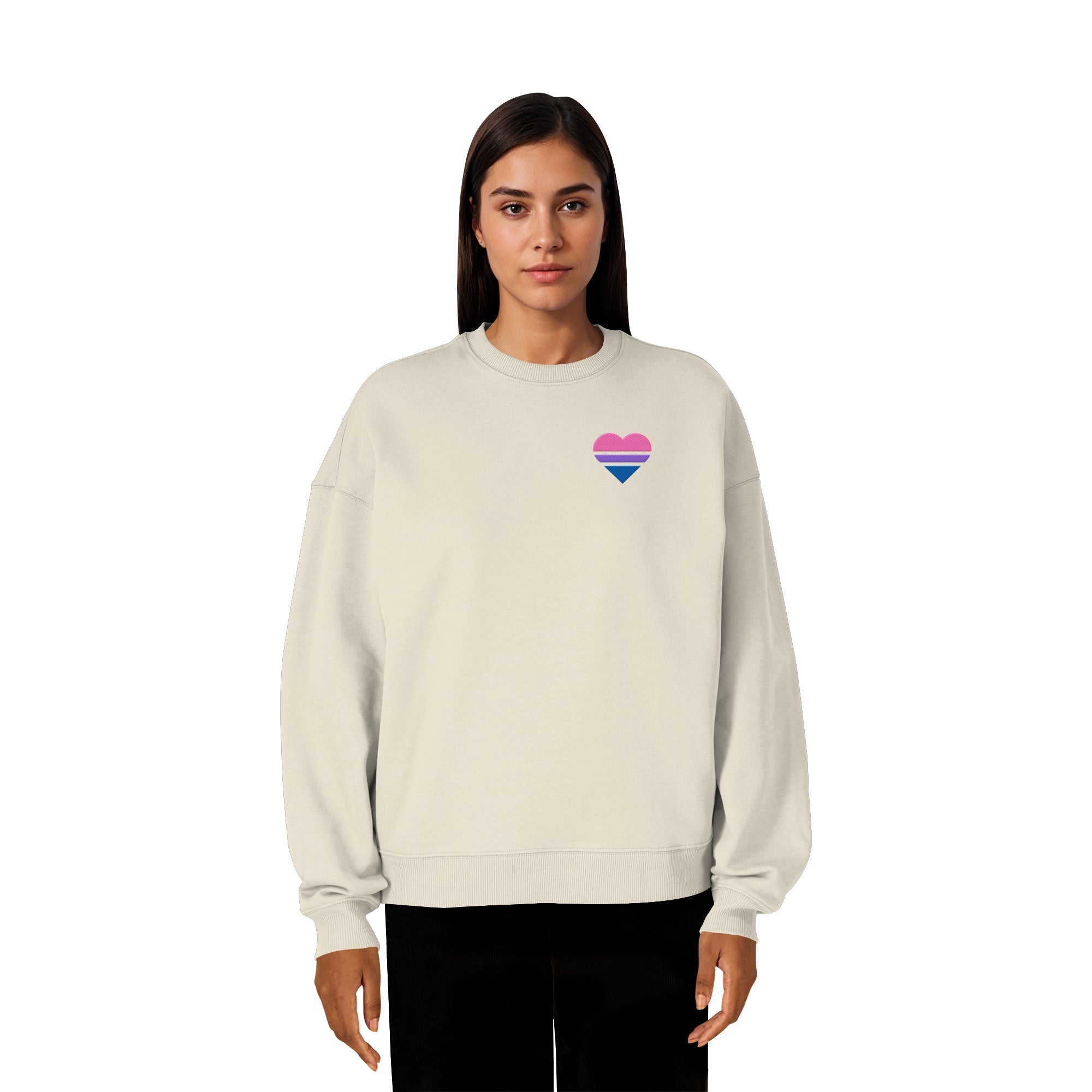 Organic Oversize Sweatshirt - Bisexual Flag Herz Stick