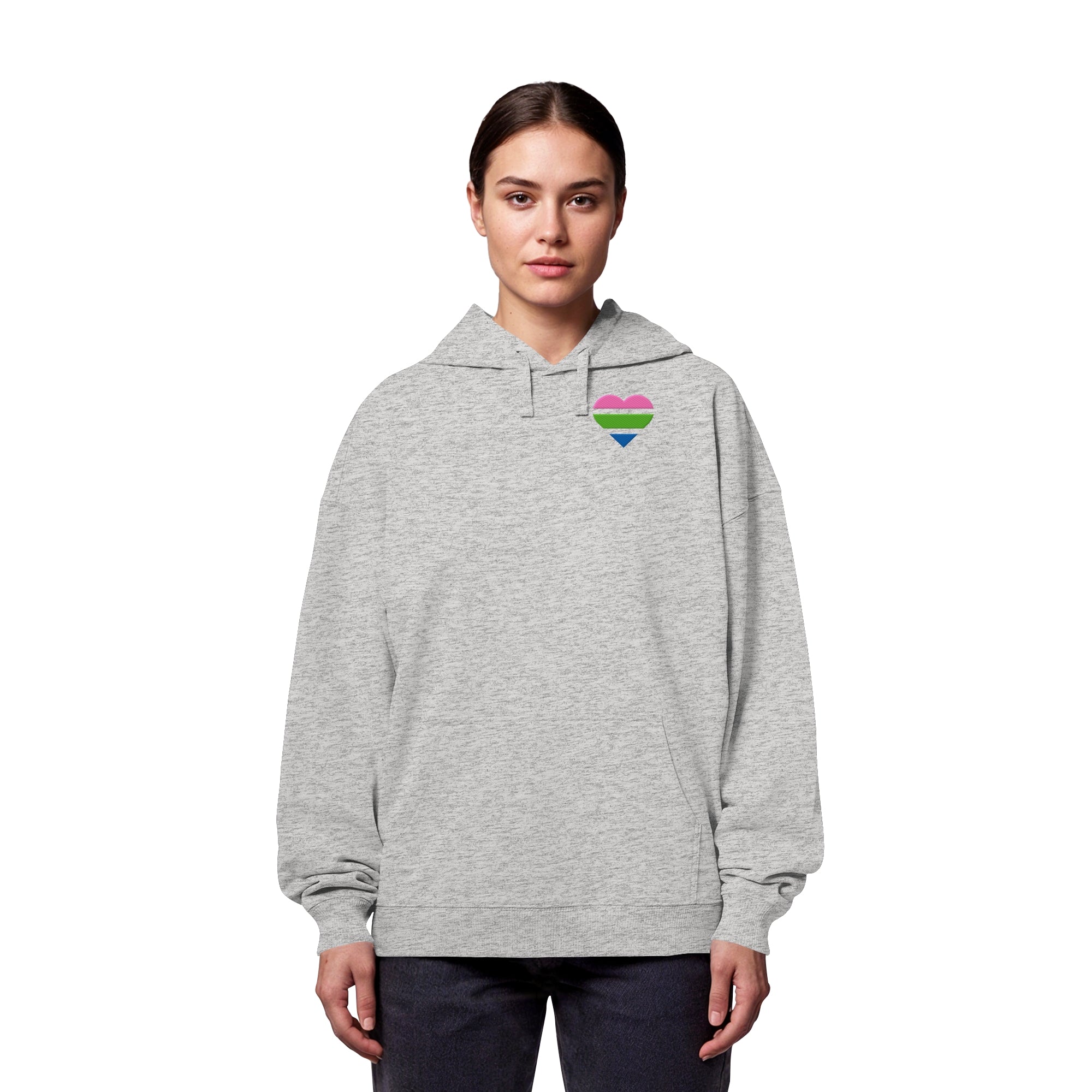 Organic Oversize Hoodie - Polysexual Flag Herz Stick