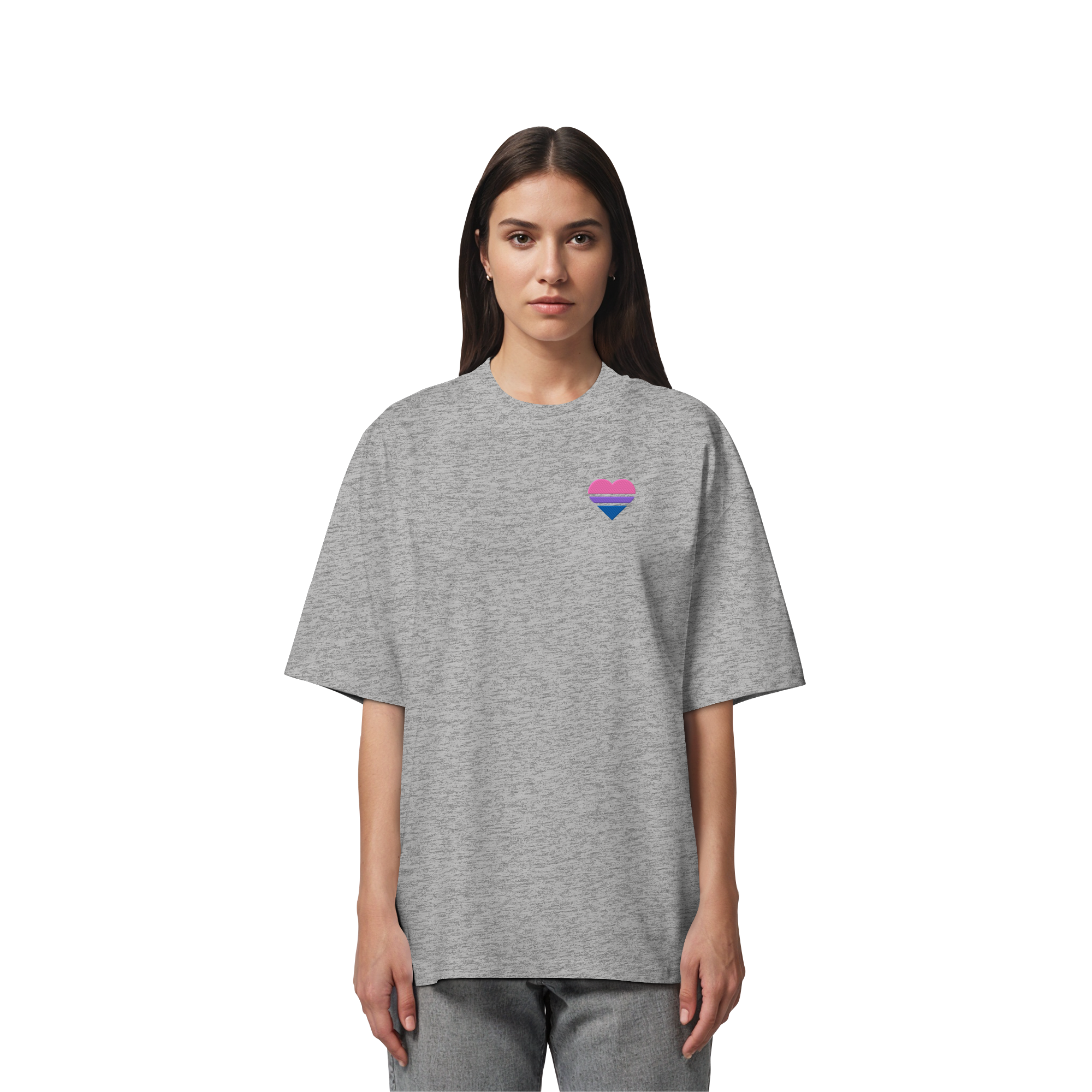 Organic Oversize Shirt - Bisexual Flag Herz Stick