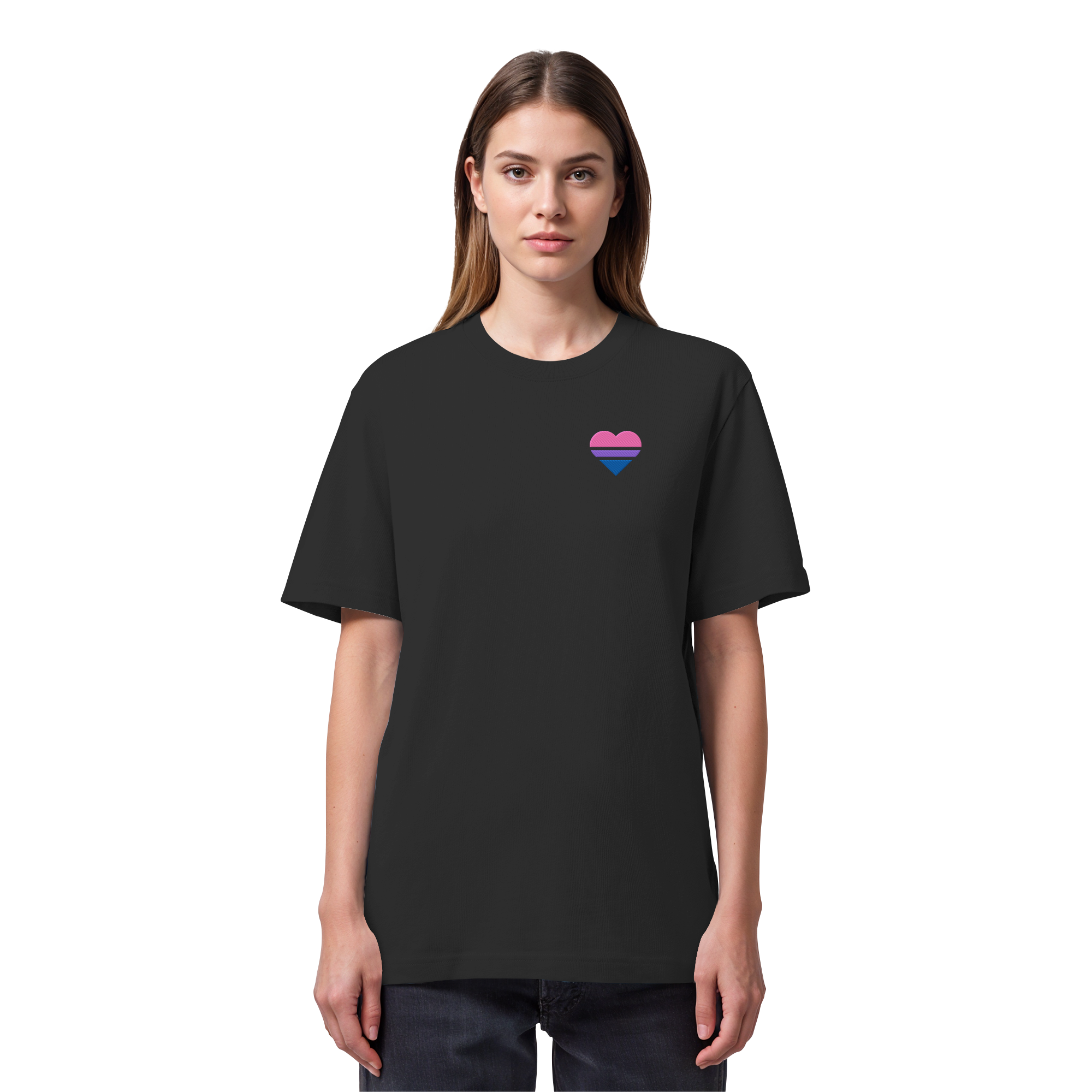 Organic Heavy Shirt - Bisexual Flag Herz Stick