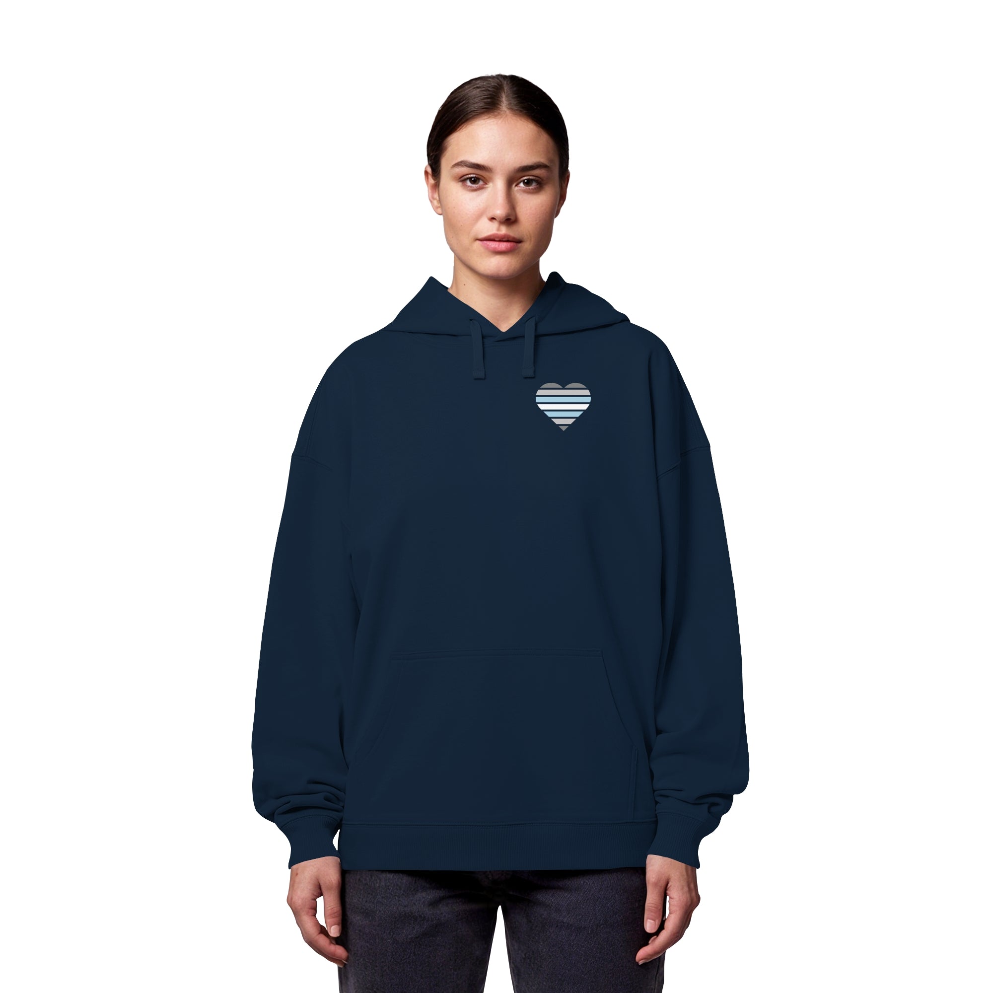 Organic Oversize Hoodie - Demiboy Flag Herz Print