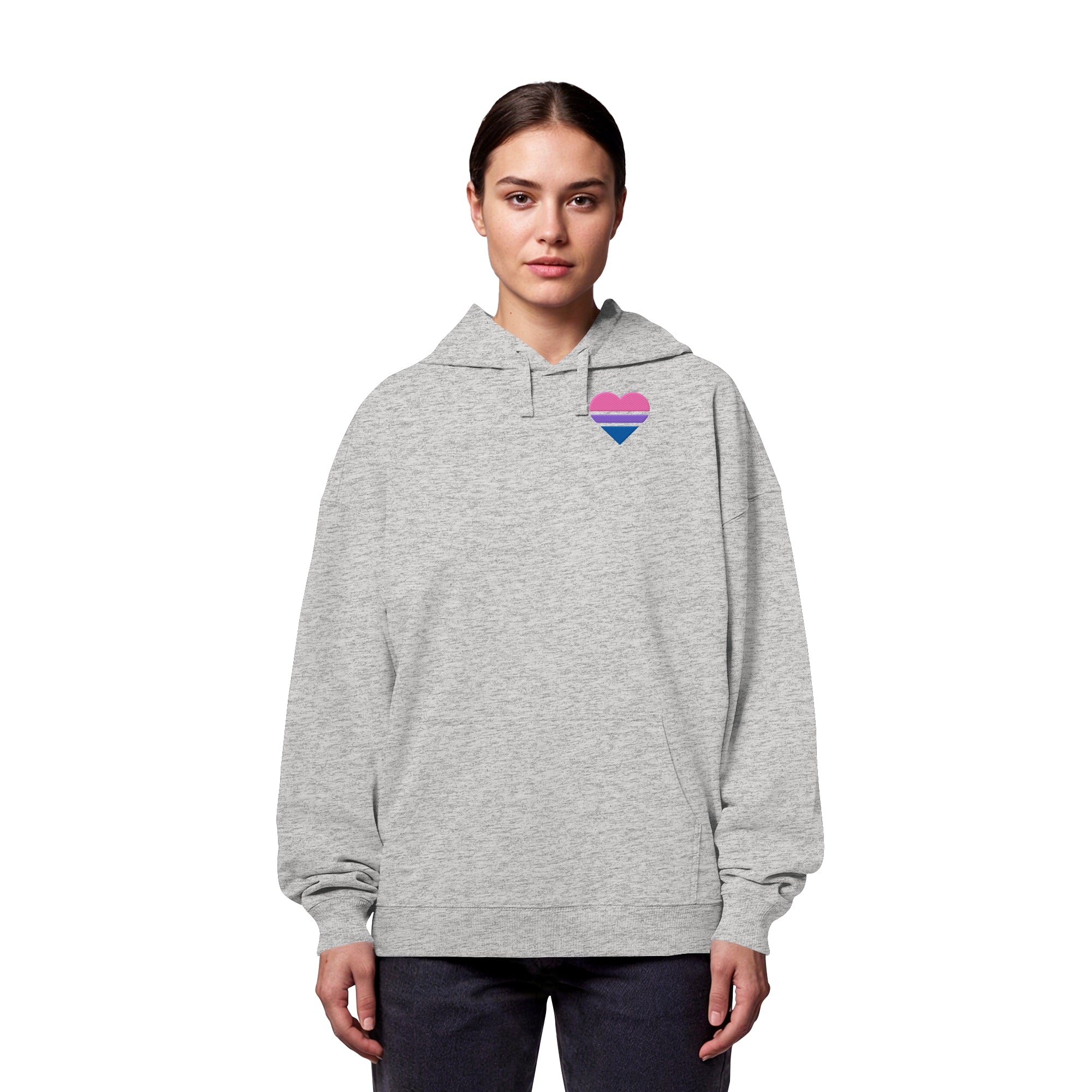 Organic Oversize Hoodie - Bisexual Flag Herz Stick