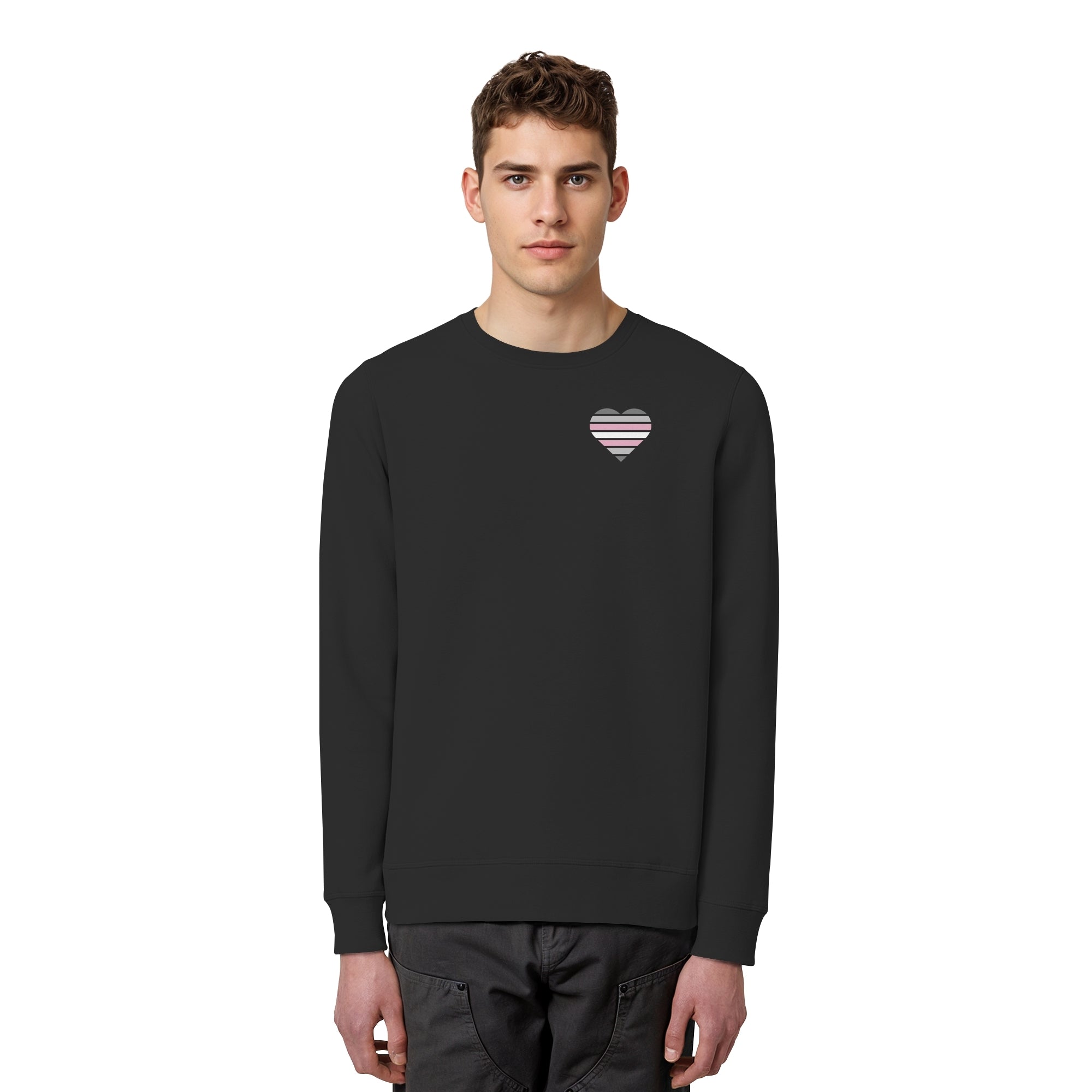 Organic Basic Sweatshirt - Demigirl Flag Herz Print