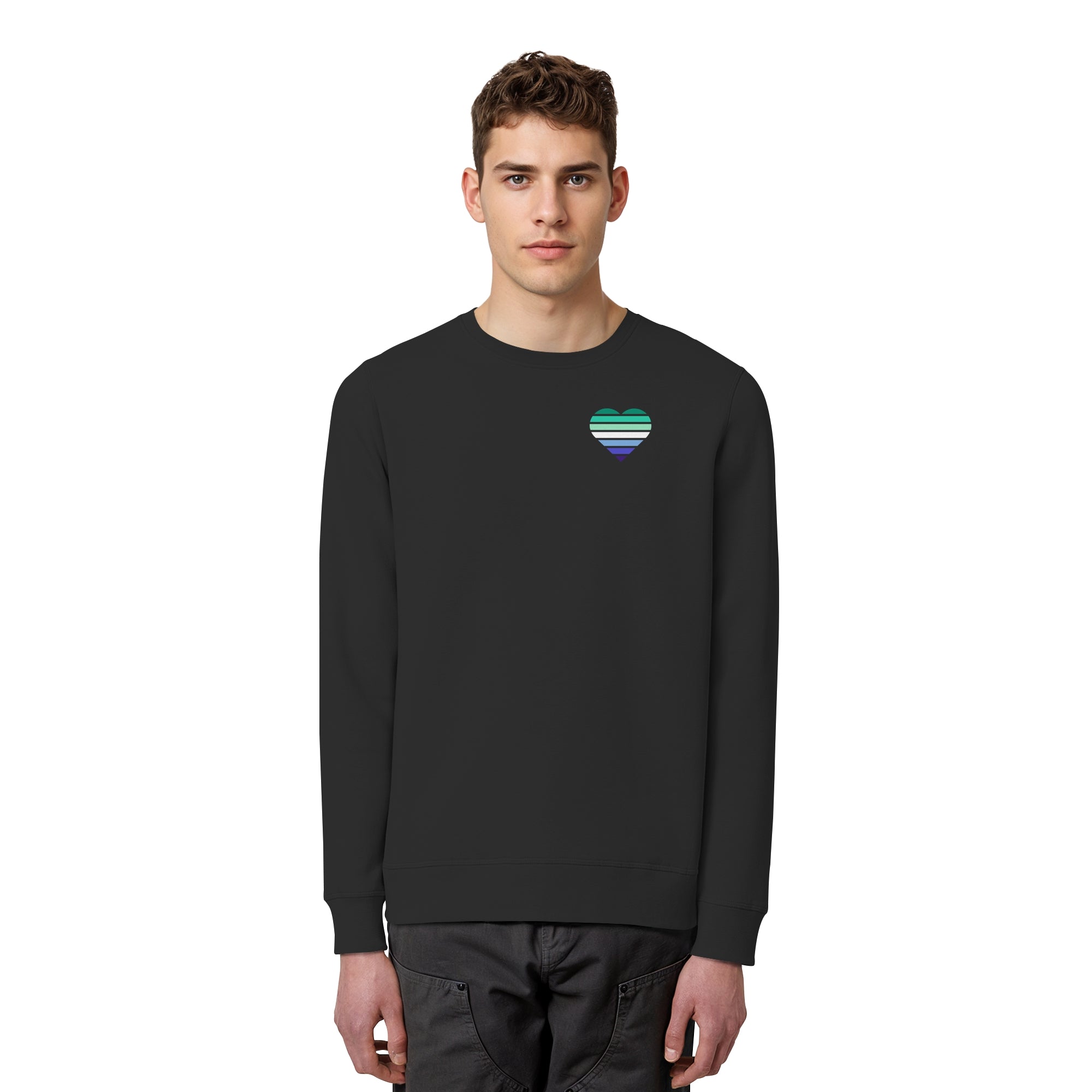 Organic Basic Sweatshirt - Gay Flag Herz Print
